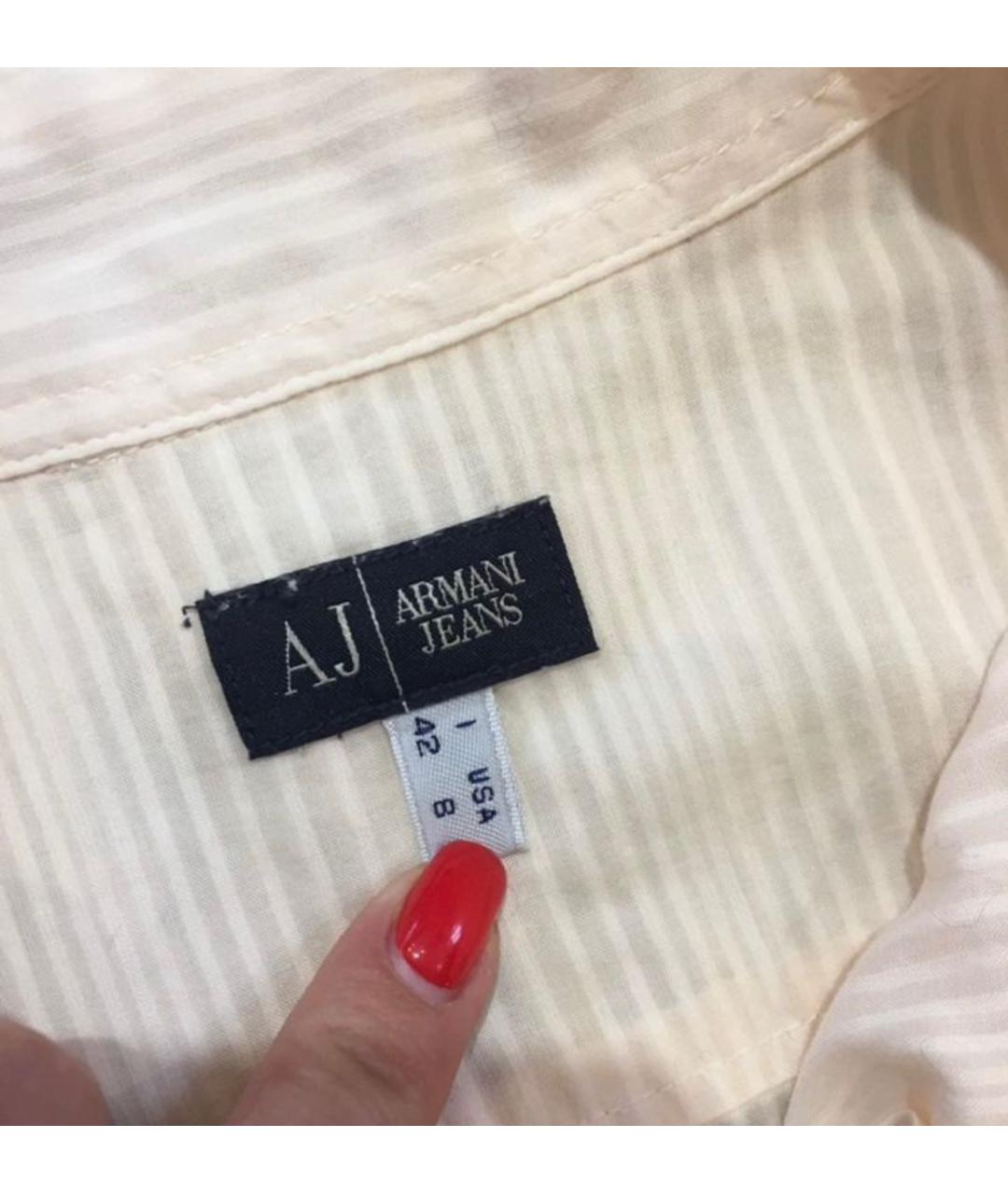 ARMANI JEANS Бежевая хлопковая рубашка, фото 7