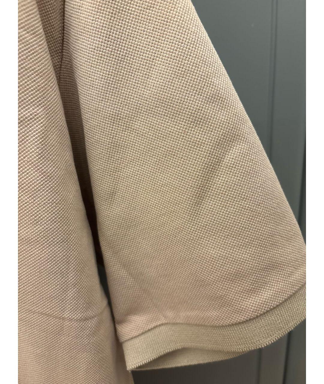 GUCCI Бежевое хлопковое поло с коротким рукавом, фото 4