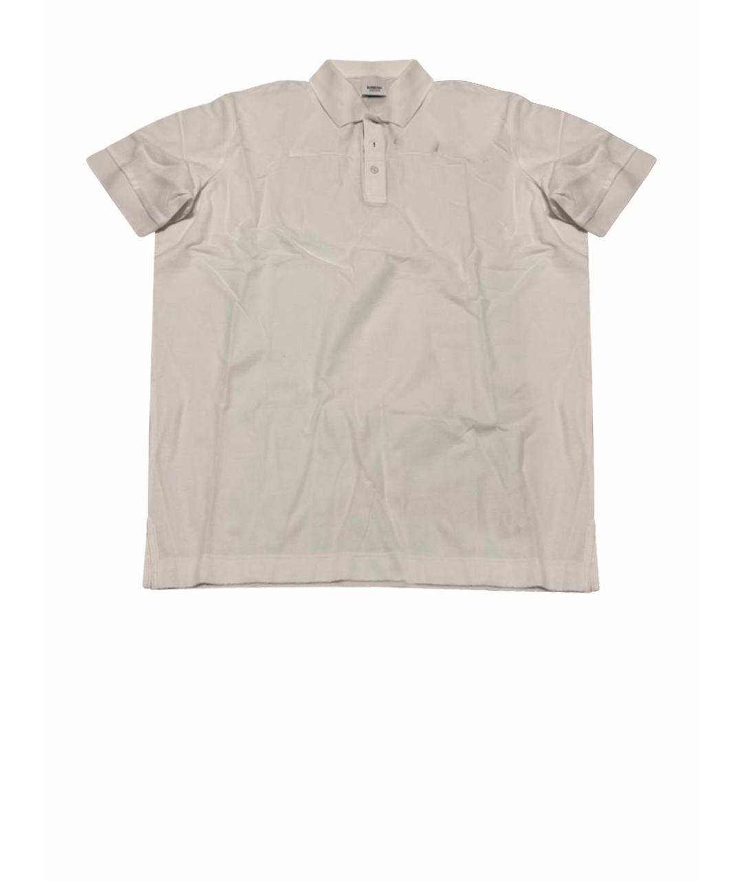 BURBERRY Белое хлопковое поло с коротким рукавом, фото 1