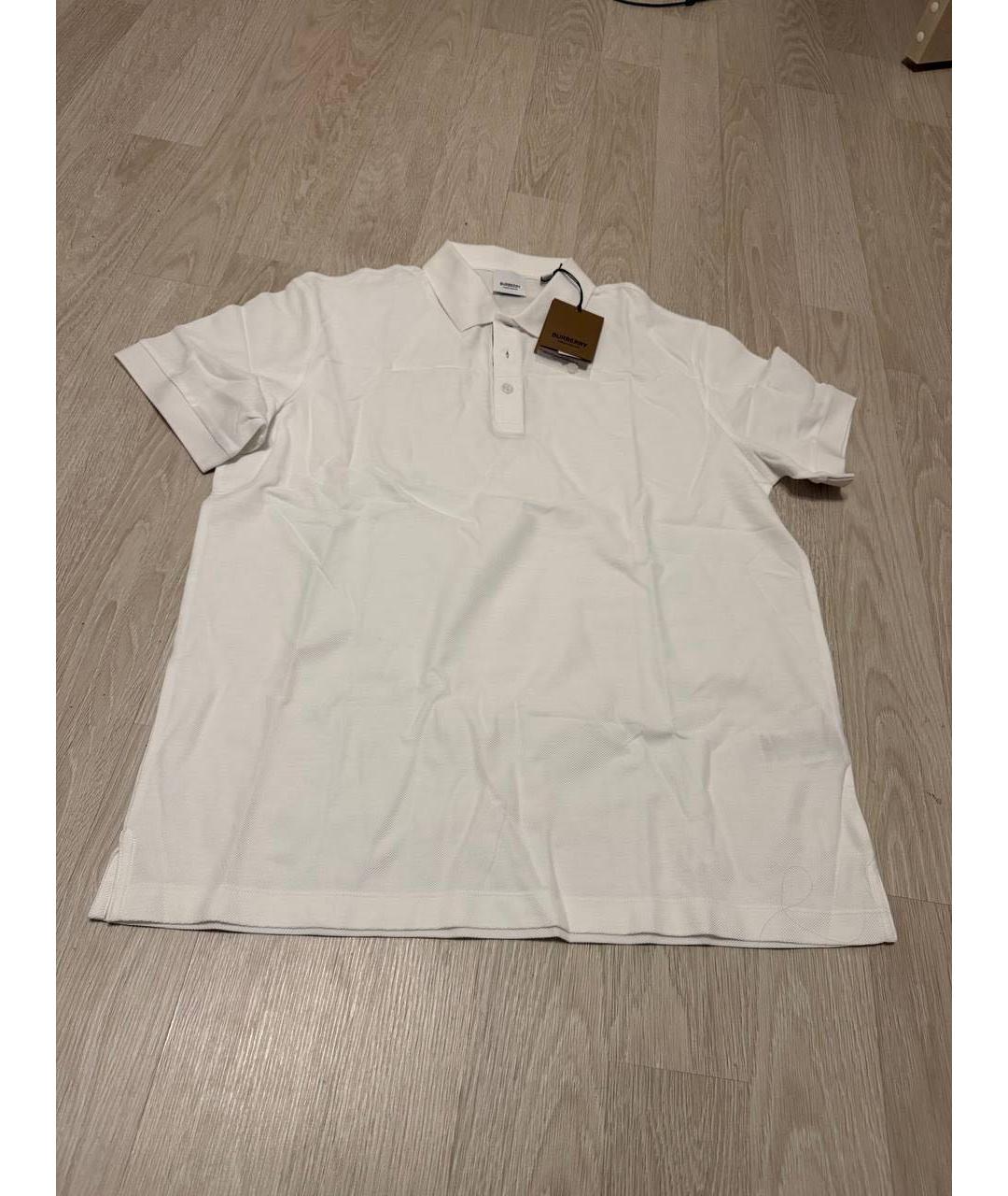 BURBERRY Белое хлопковое поло с коротким рукавом, фото 5