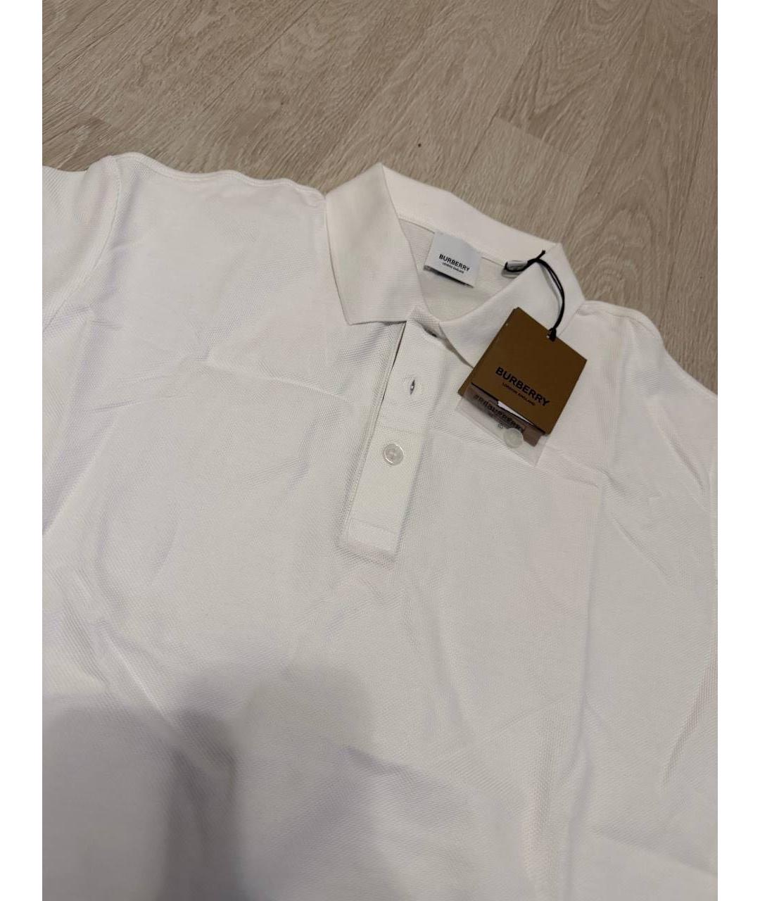 BURBERRY Белое хлопковое поло с коротким рукавом, фото 2