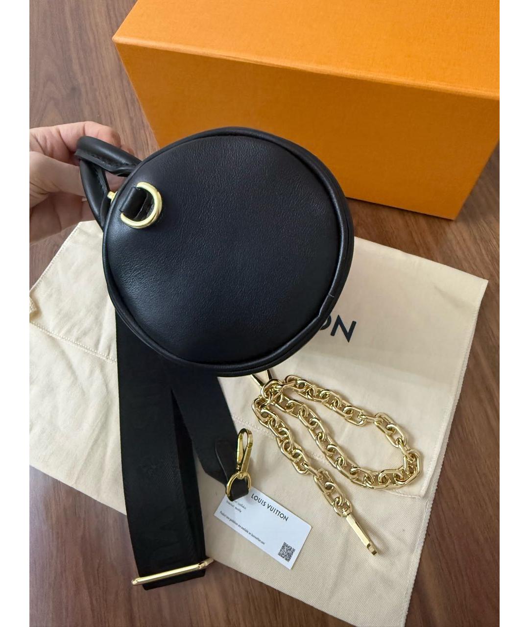 LOUIS VUITTON Черная кожаная сумка через плечо, фото 5