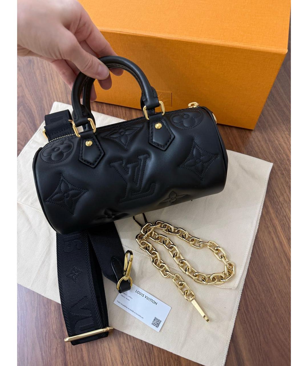 LOUIS VUITTON Черная кожаная сумка через плечо, фото 3