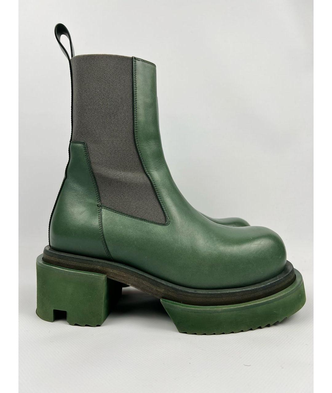 RICK OWENS Зеленые кожаные полусапоги, фото 7
