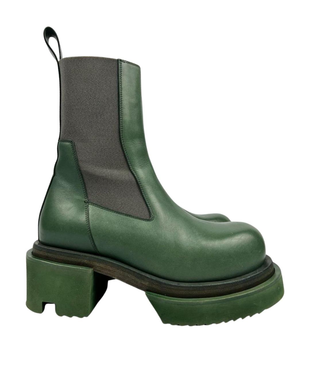RICK OWENS Зеленые кожаные полусапоги, фото 1
