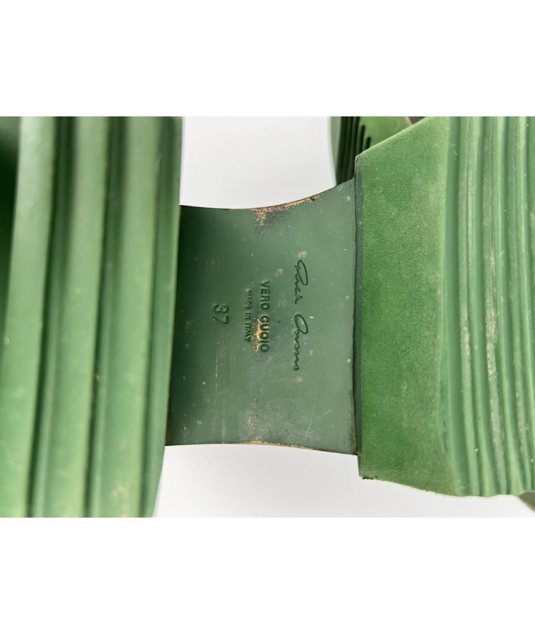 RICK OWENS Зеленые кожаные полусапоги, фото 6