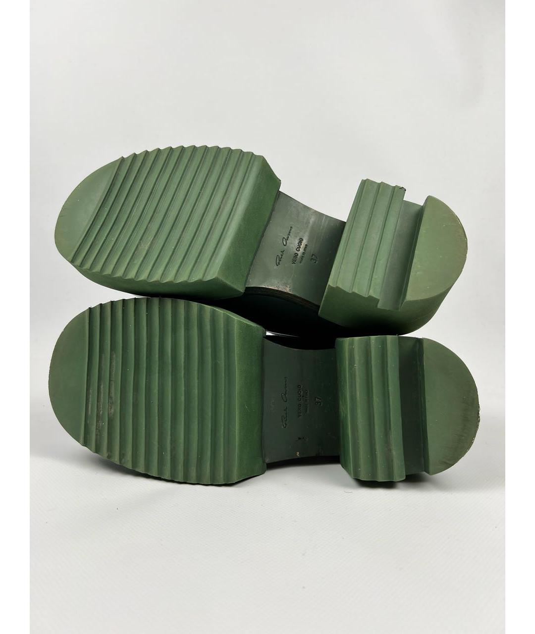RICK OWENS Зеленые кожаные полусапоги, фото 5