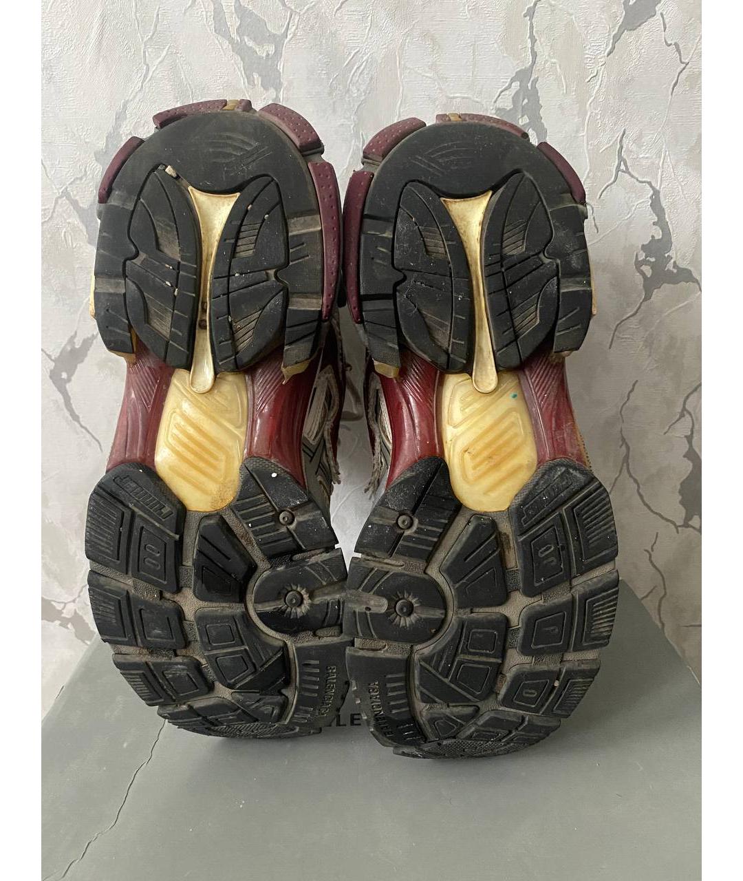 BALENCIAGA Бордовые текстильные низкие кроссовки / кеды, фото 5