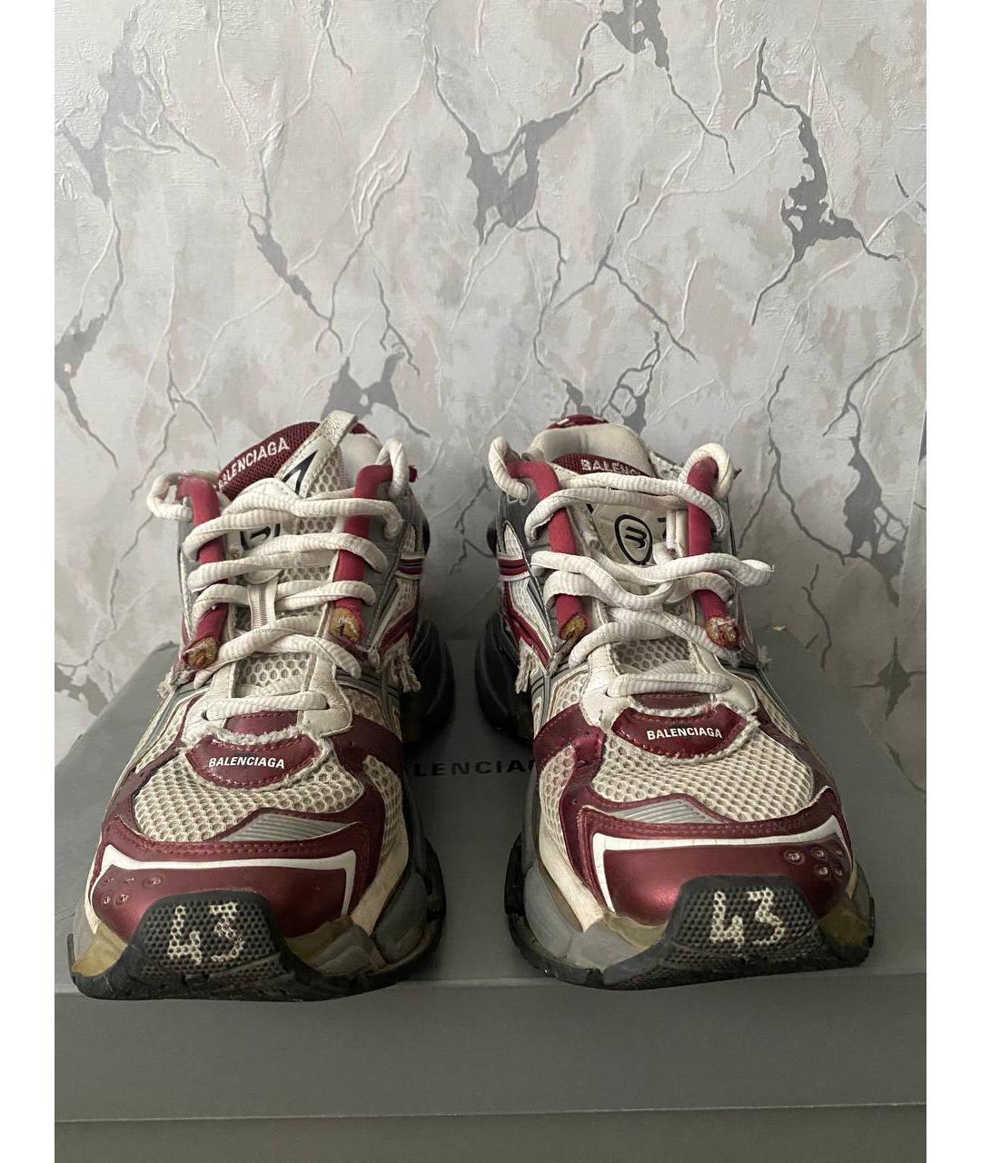 BALENCIAGA Бордовые текстильные низкие кроссовки / кеды, фото 2