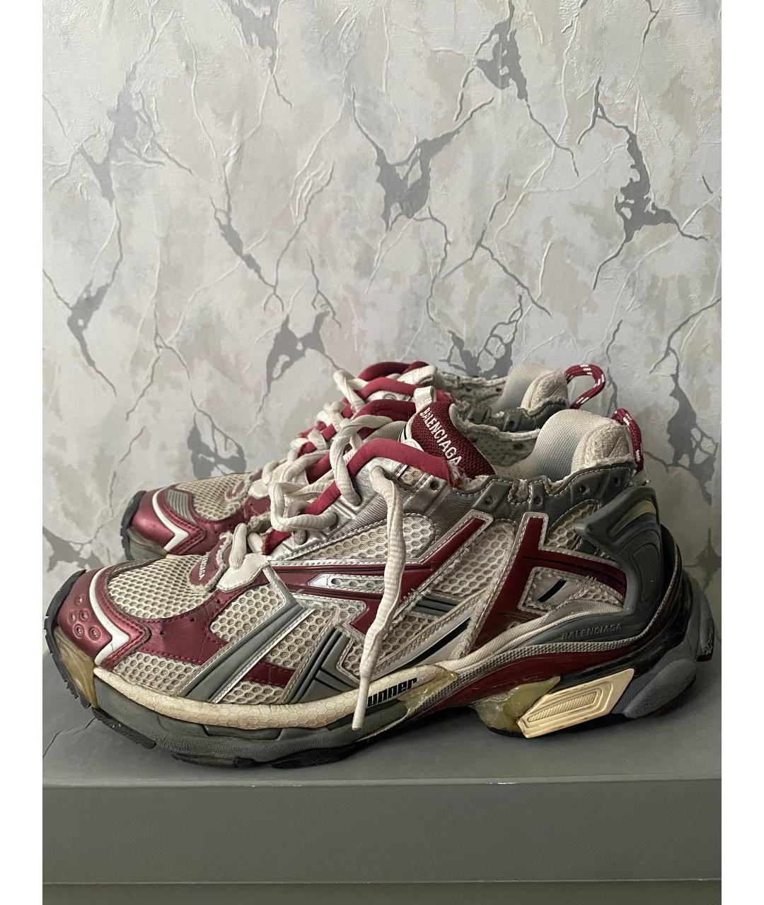 BALENCIAGA Бордовые текстильные низкие кроссовки / кеды, фото 8