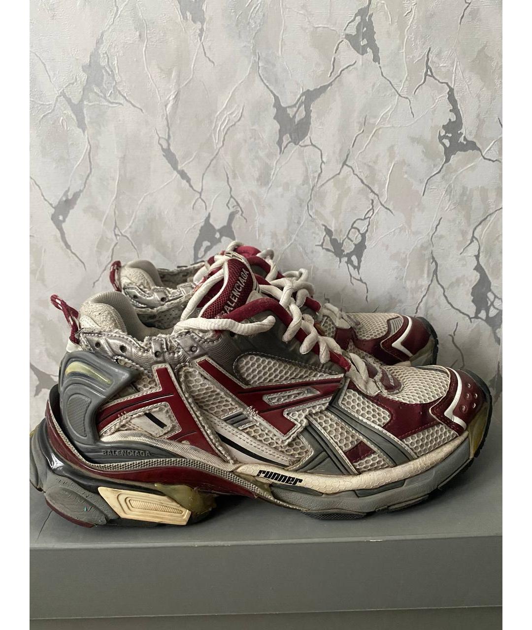 BALENCIAGA Бордовые текстильные низкие кроссовки / кеды, фото 4