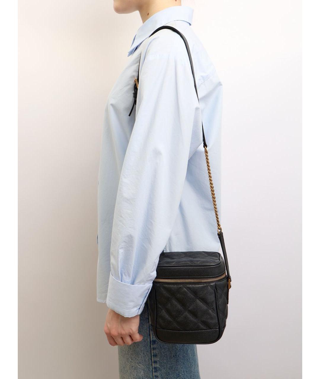 SAINT LAURENT Черная кожаная сумка через плечо, фото 2