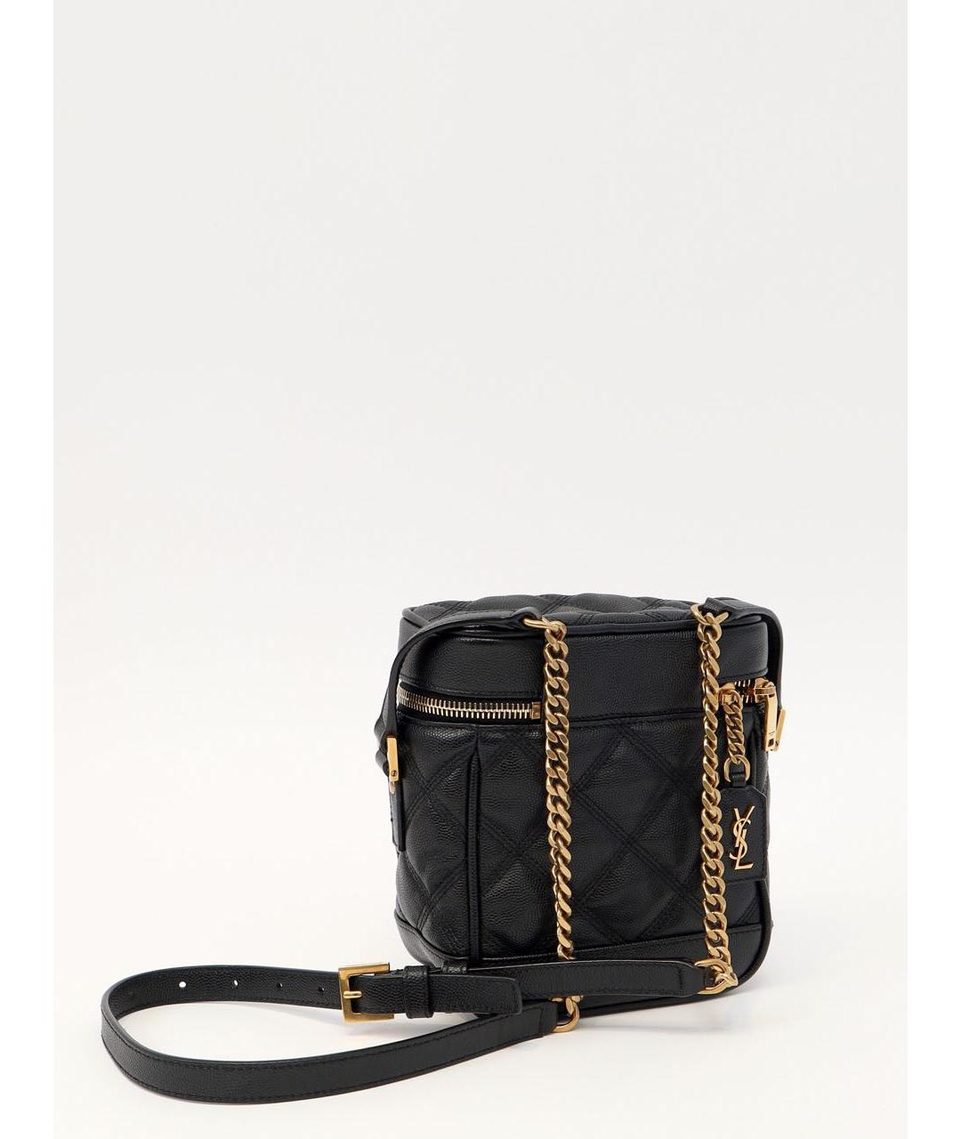 SAINT LAURENT Черная кожаная сумка через плечо, фото 3