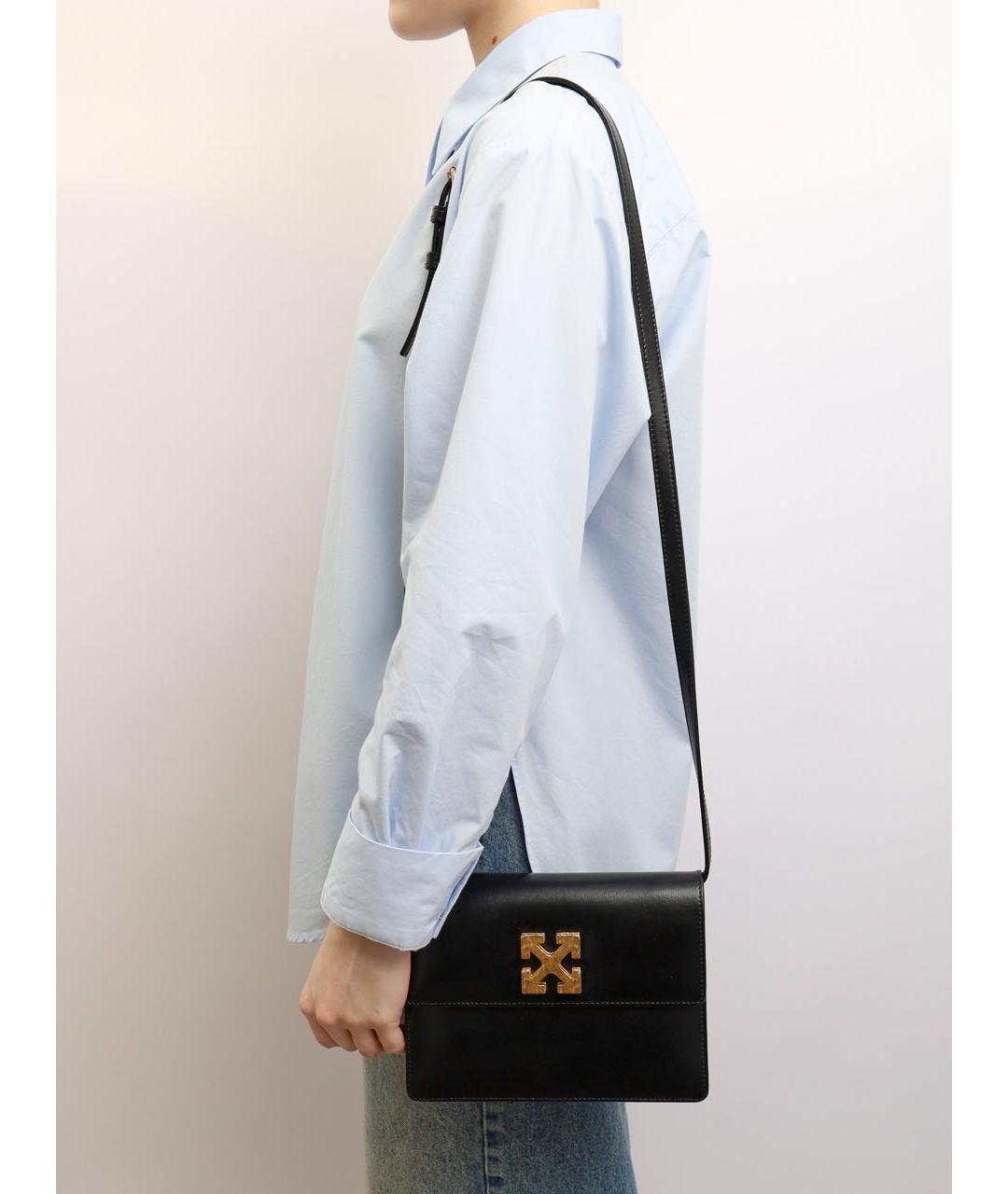 OFF-WHITE Черная кожаная сумка через плечо, фото 2