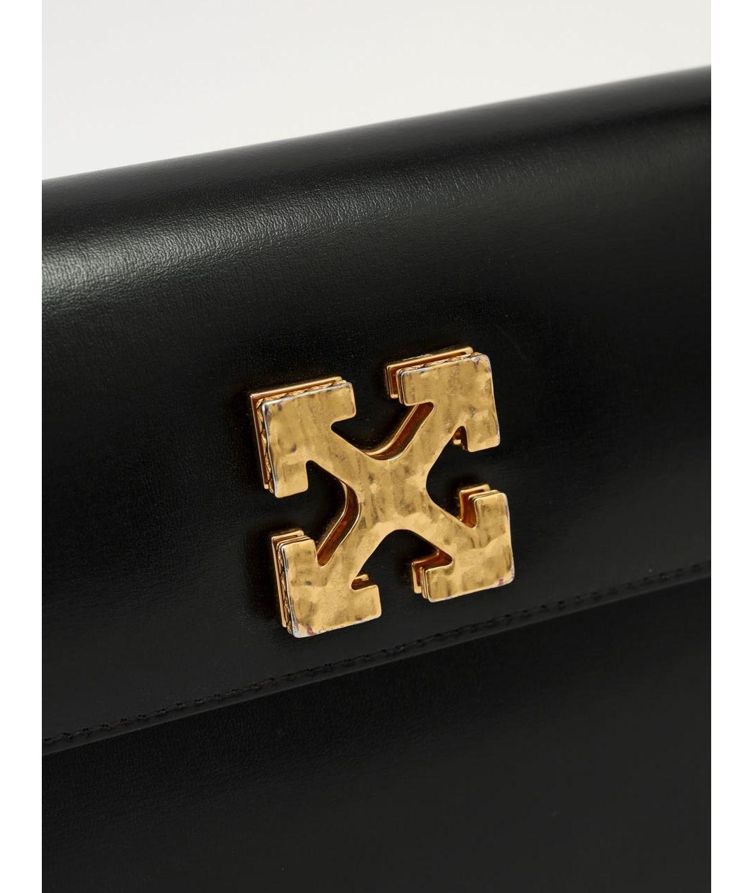 OFF-WHITE Черная кожаная сумка через плечо, фото 4