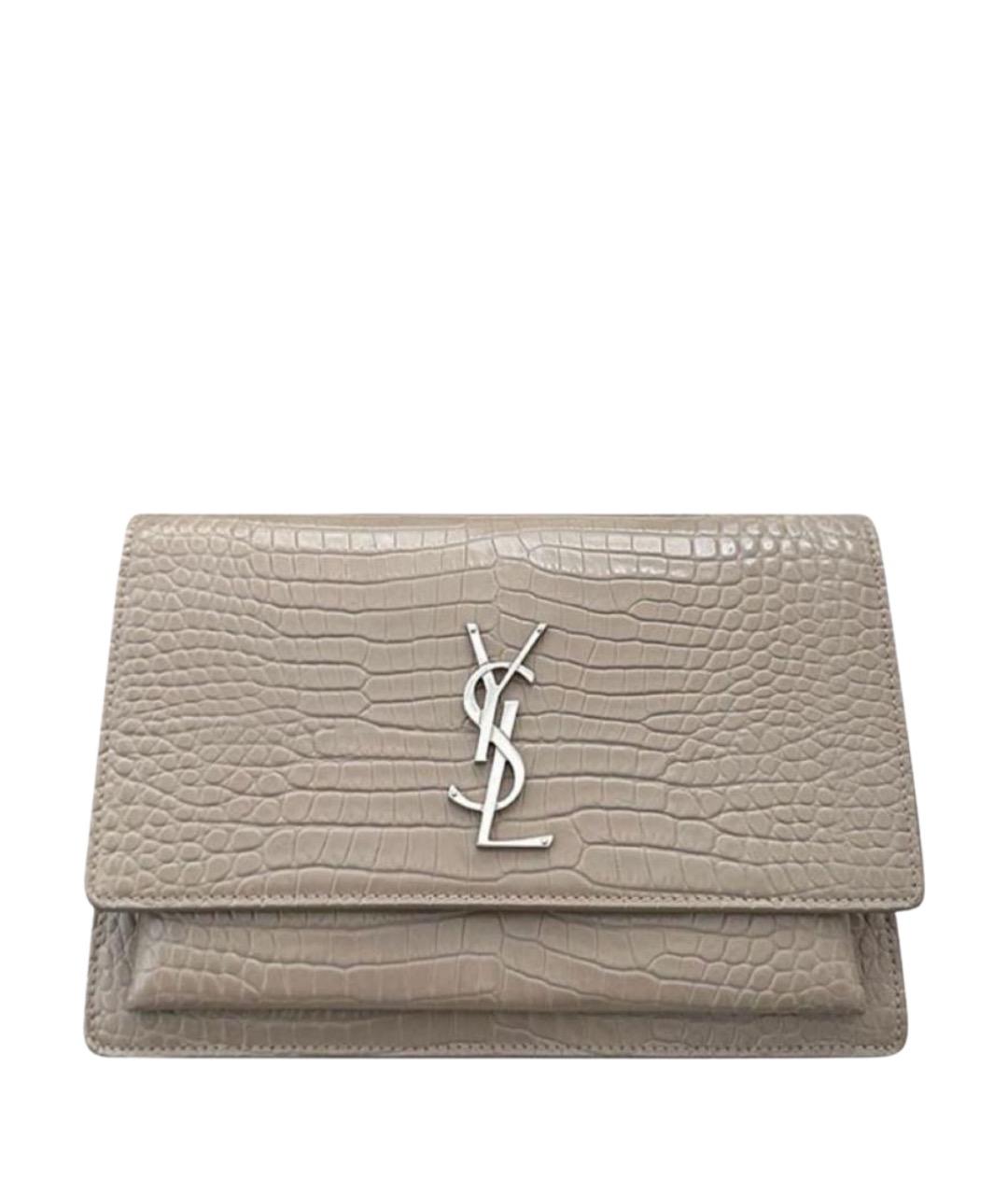 SAINT LAURENT Бежевая кожаная сумка через плечо, фото 1