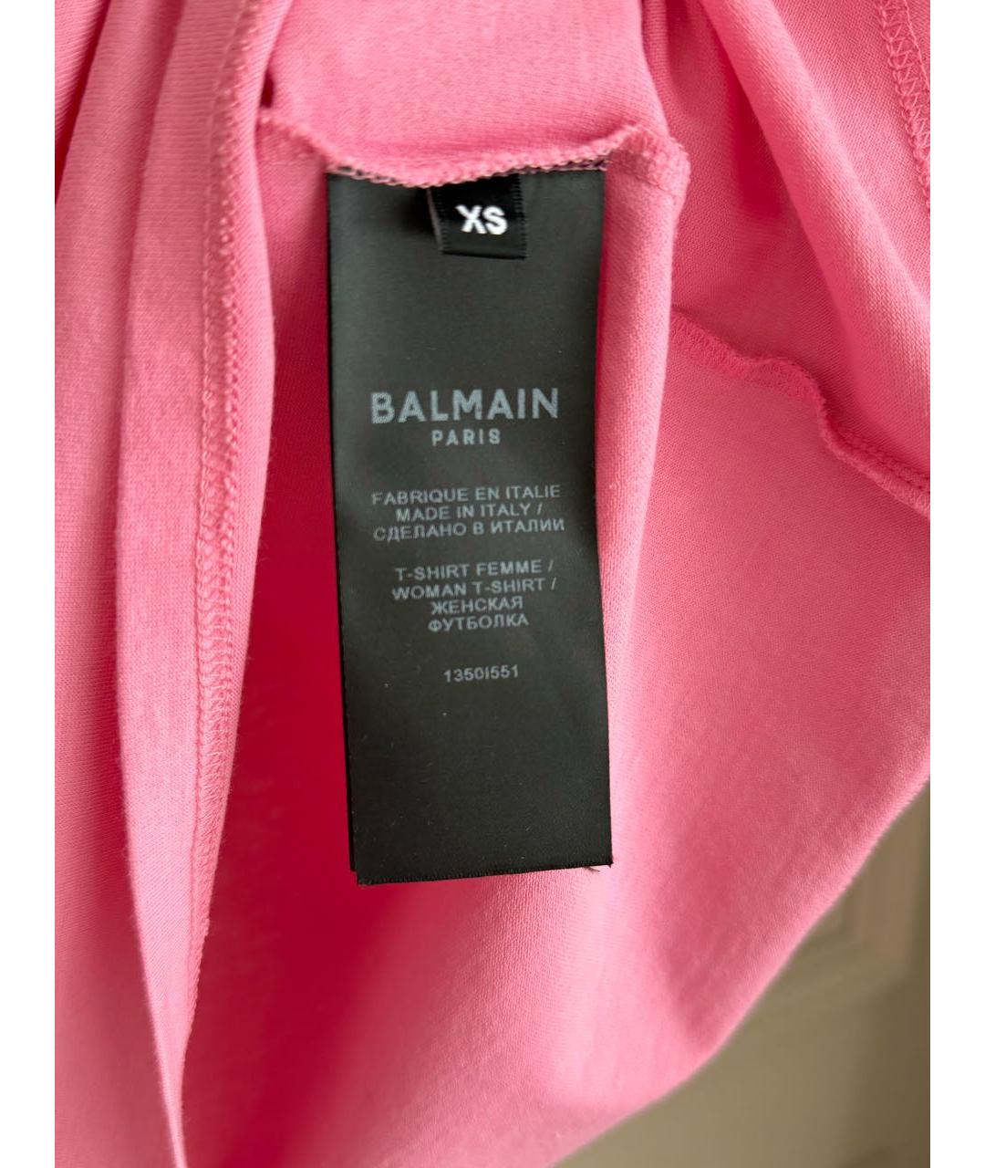 BALMAIN Розовая хлопковая футболка, фото 4