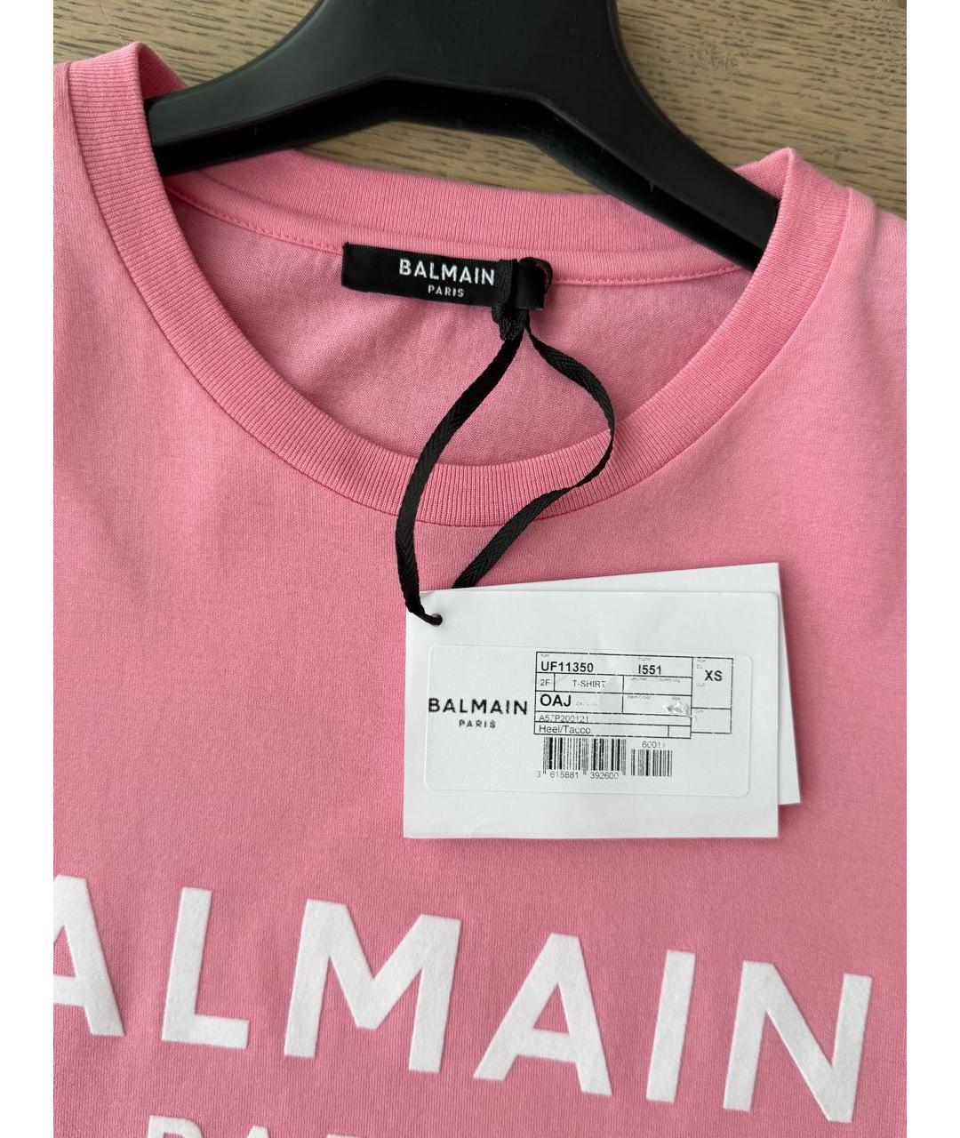 BALMAIN Розовая хлопковая футболка, фото 3
