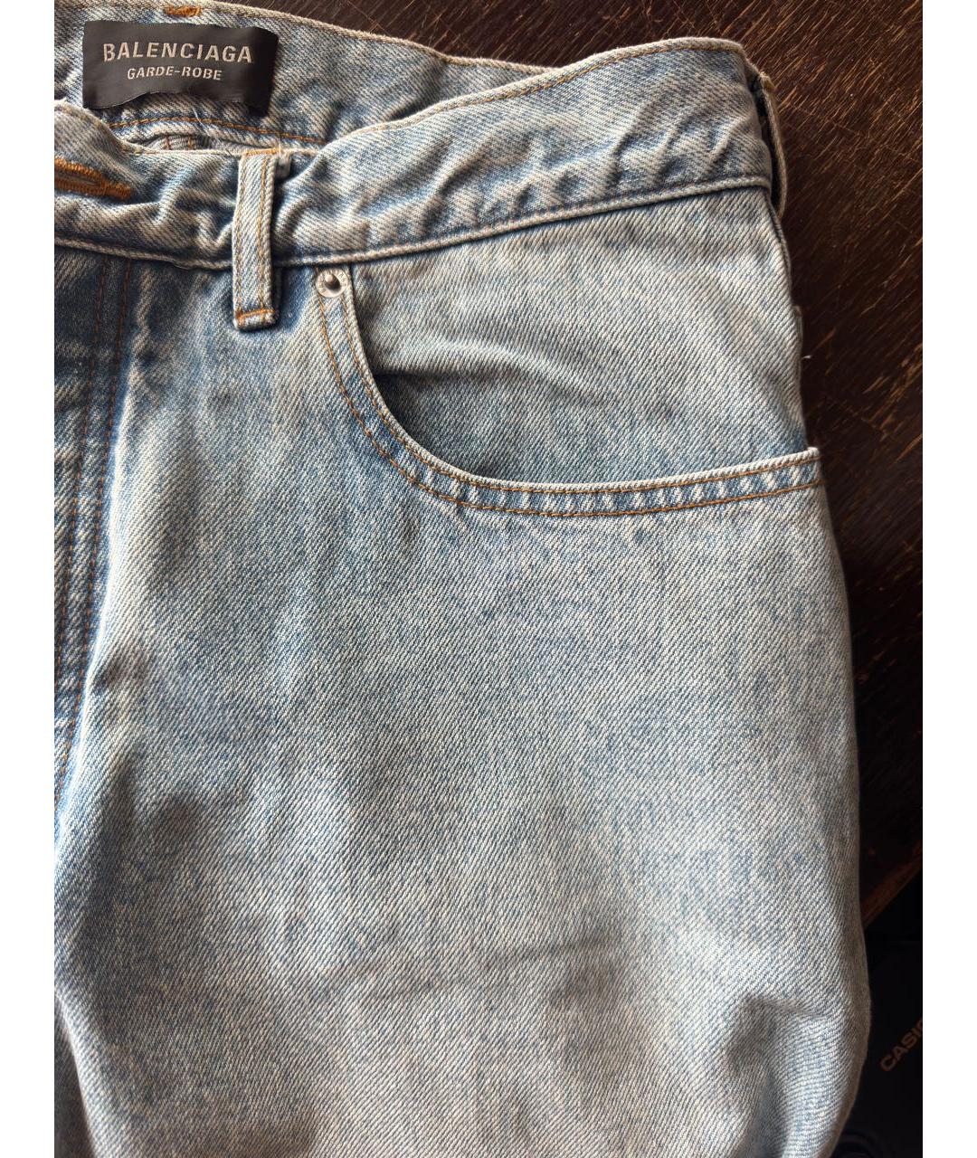 BALENCIAGA Голубые хлопковые прямые джинсы, фото 5