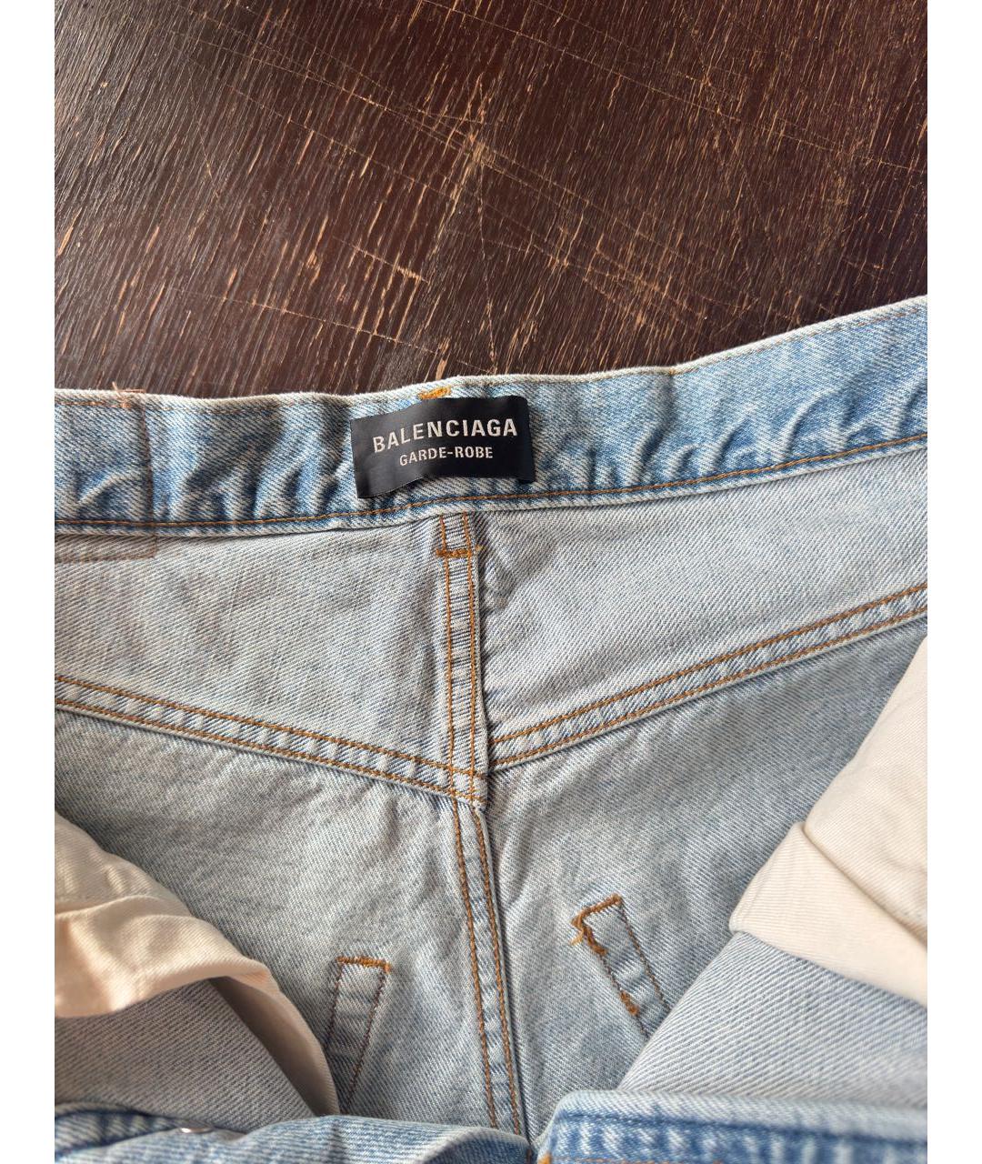 BALENCIAGA Голубые хлопковые прямые джинсы, фото 4