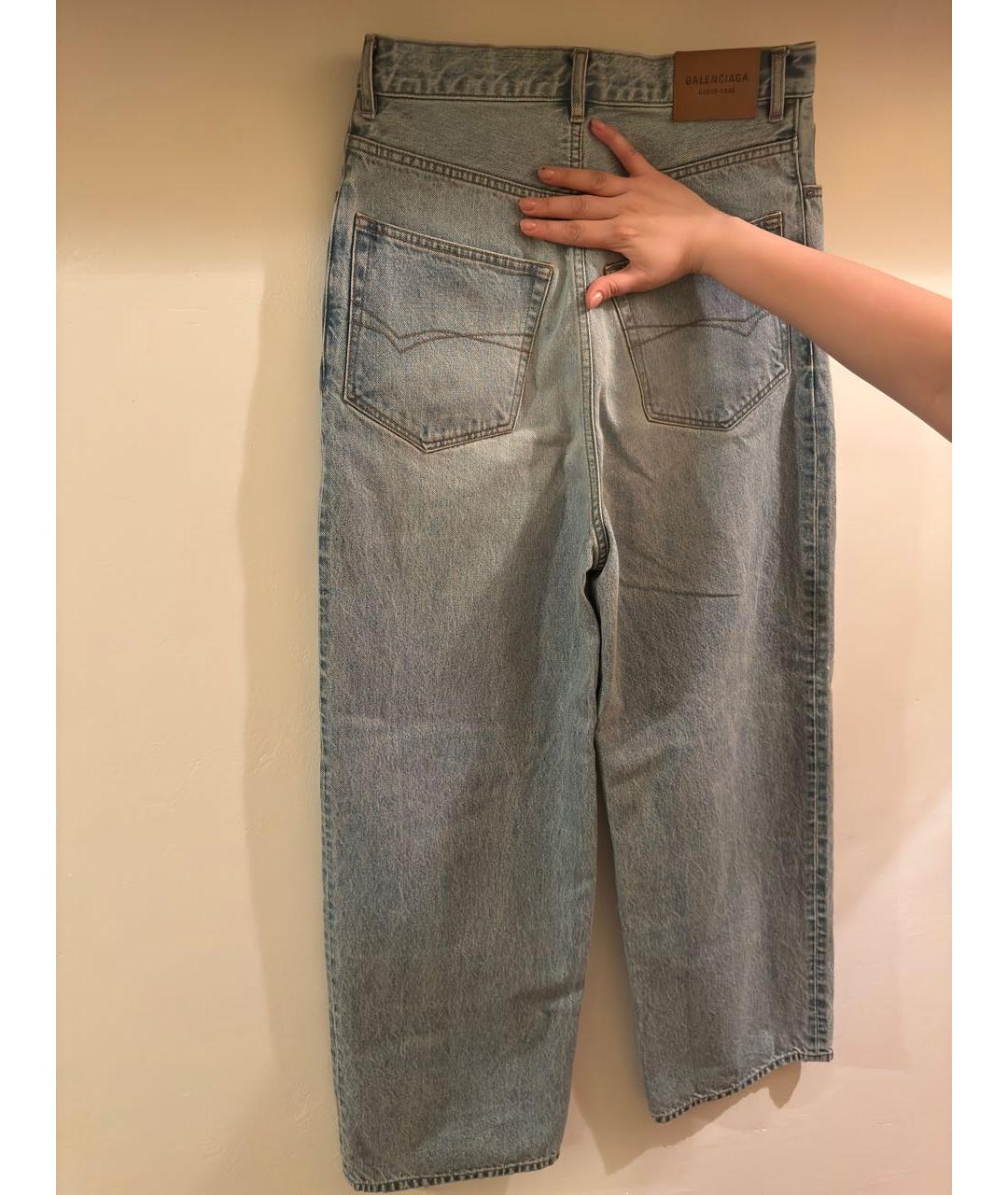 BALENCIAGA Голубые хлопковые прямые джинсы, фото 3