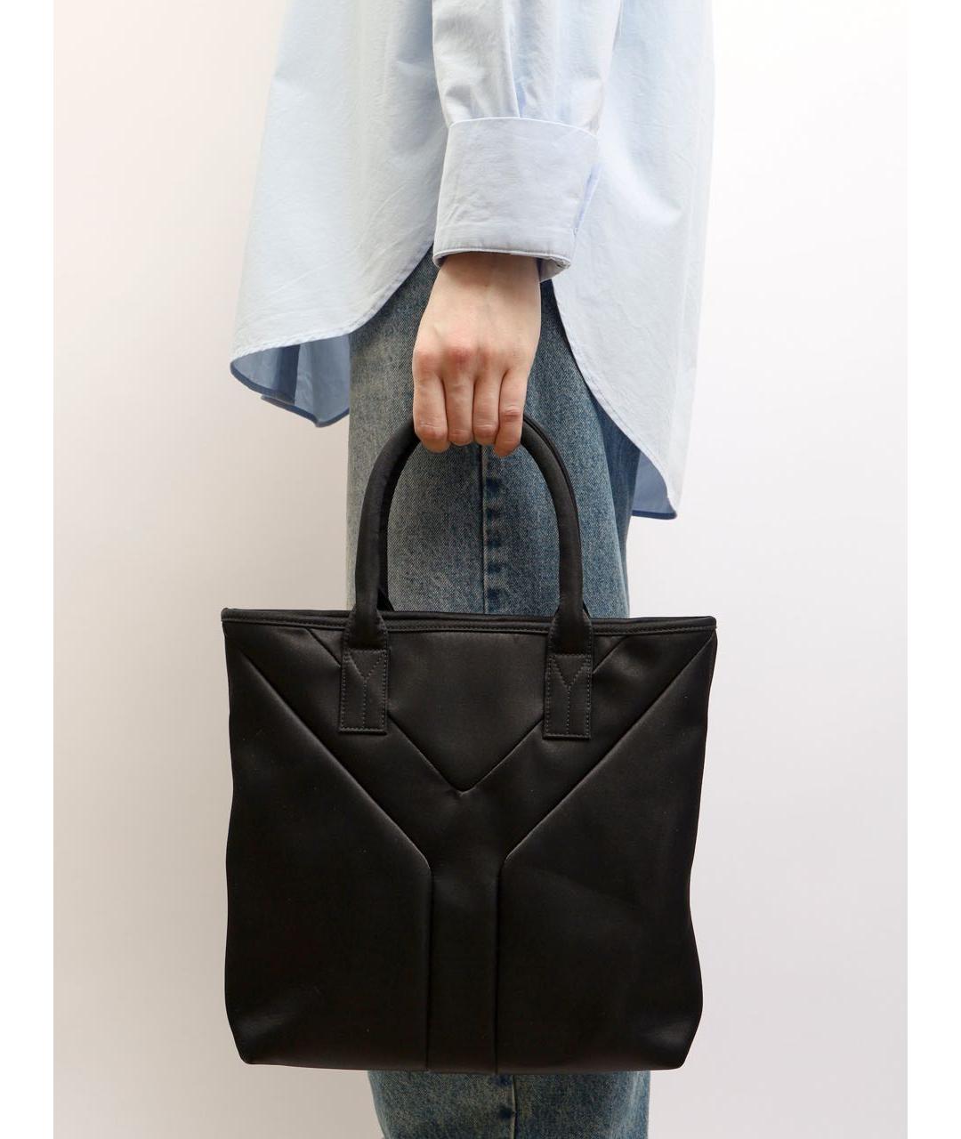 SAINT LAURENT Черная тканевая сумка тоут, фото 3