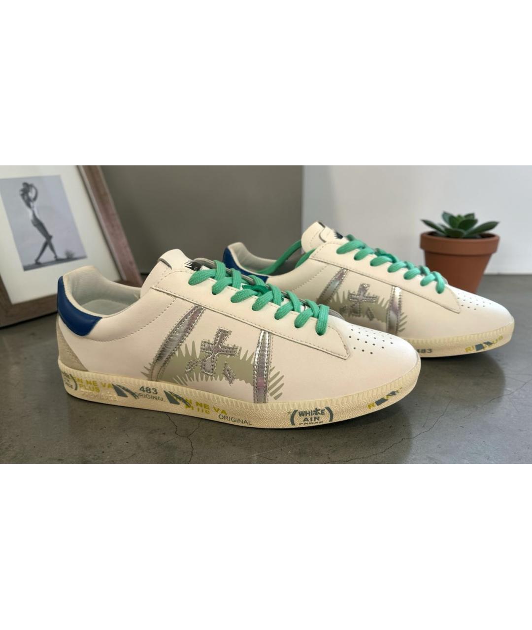 PREMIATA Белые кожаные низкие кроссовки / кеды, фото 7