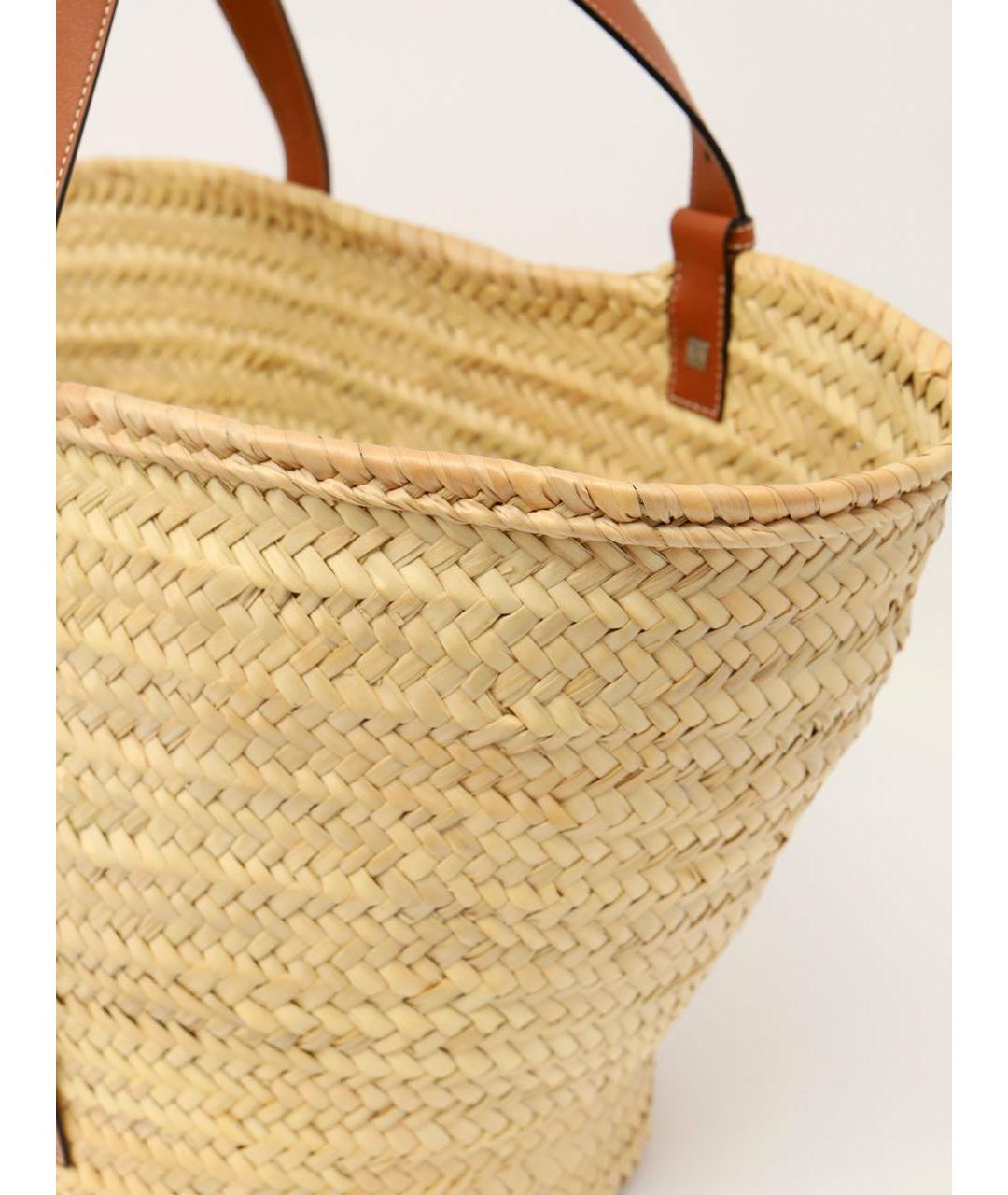 LOEWE Бежевая пелетеная пляжная сумка, фото 5