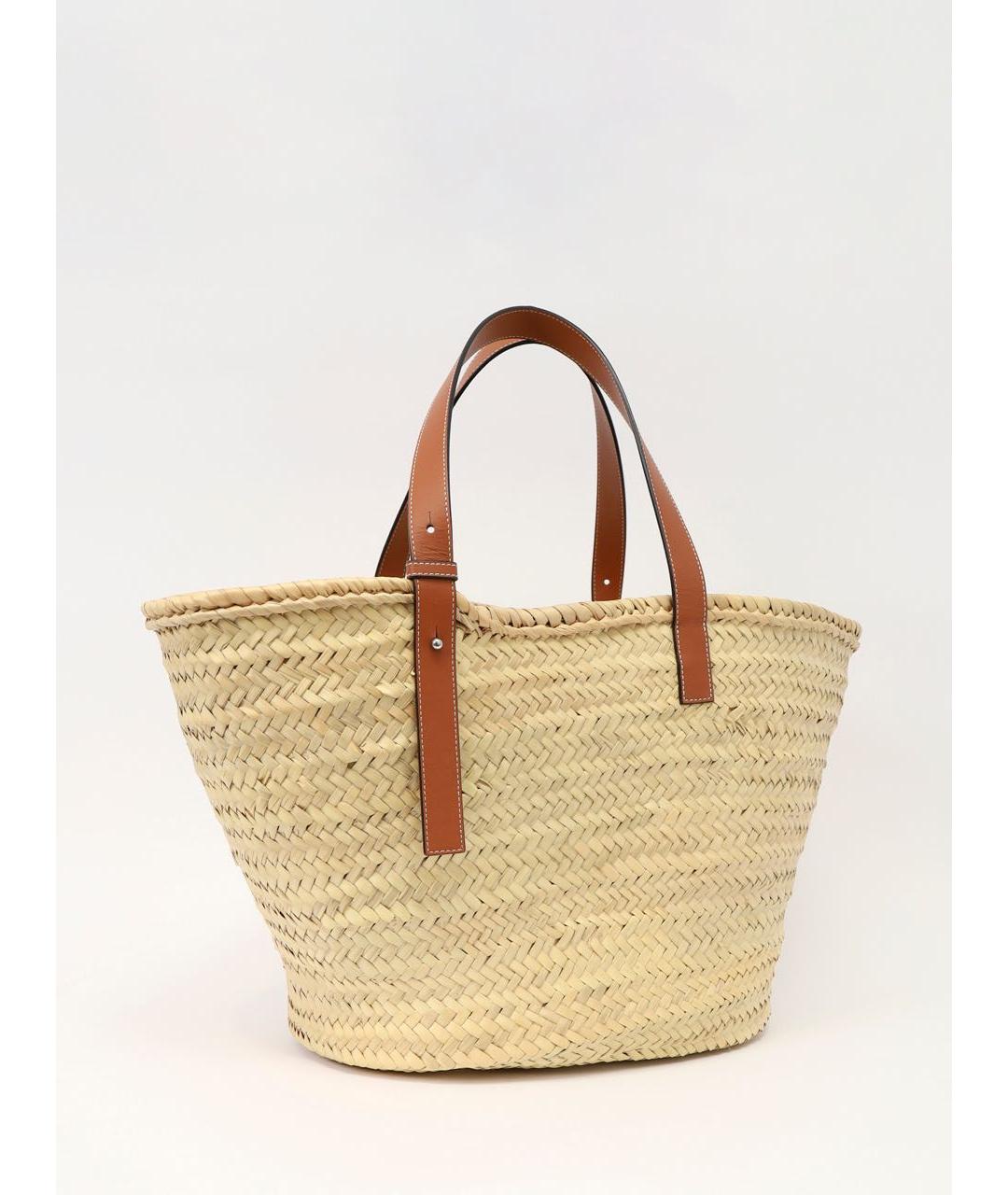 LOEWE Бежевая пелетеная пляжная сумка, фото 3