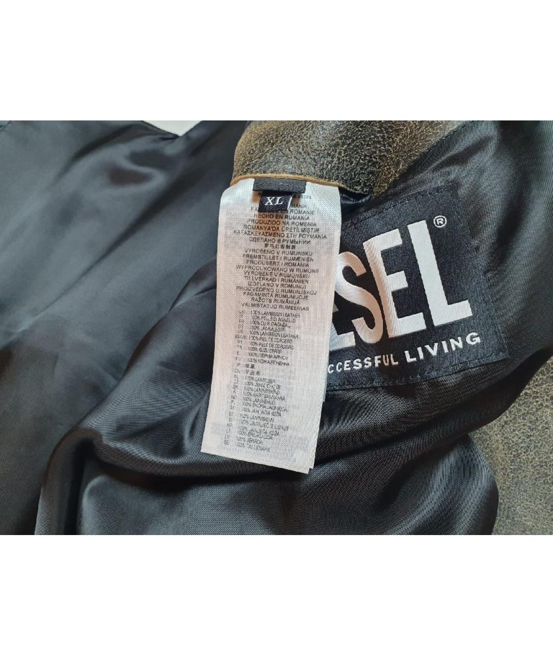 DIESEL Коричневое кожаное пальто, фото 4