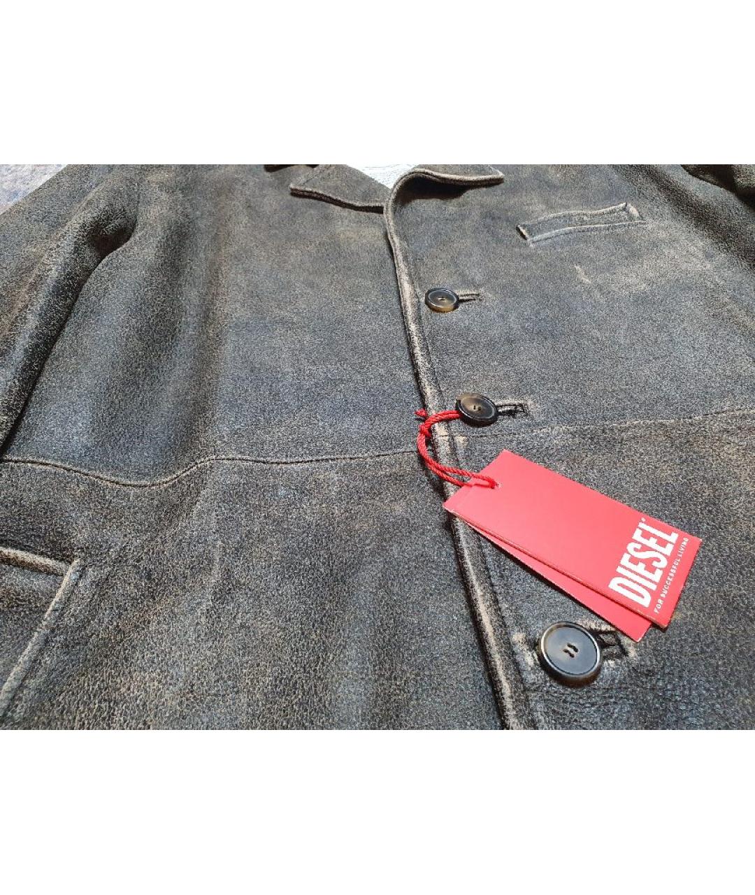 DIESEL Коричневое кожаное пальто, фото 3