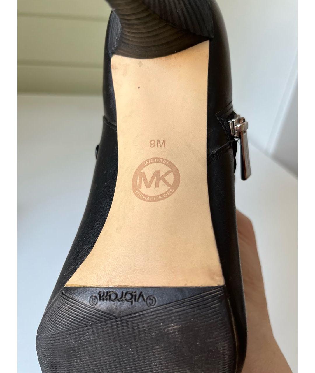 MICHAEL KORS Черные кожаные ботильоны, фото 7