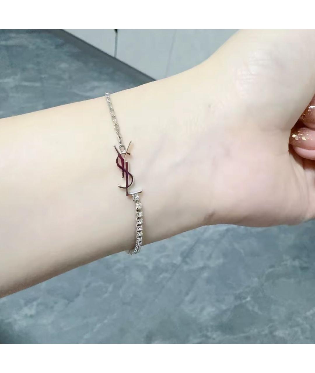 SAINT LAURENT Серебрянный латунный браслет, фото 5