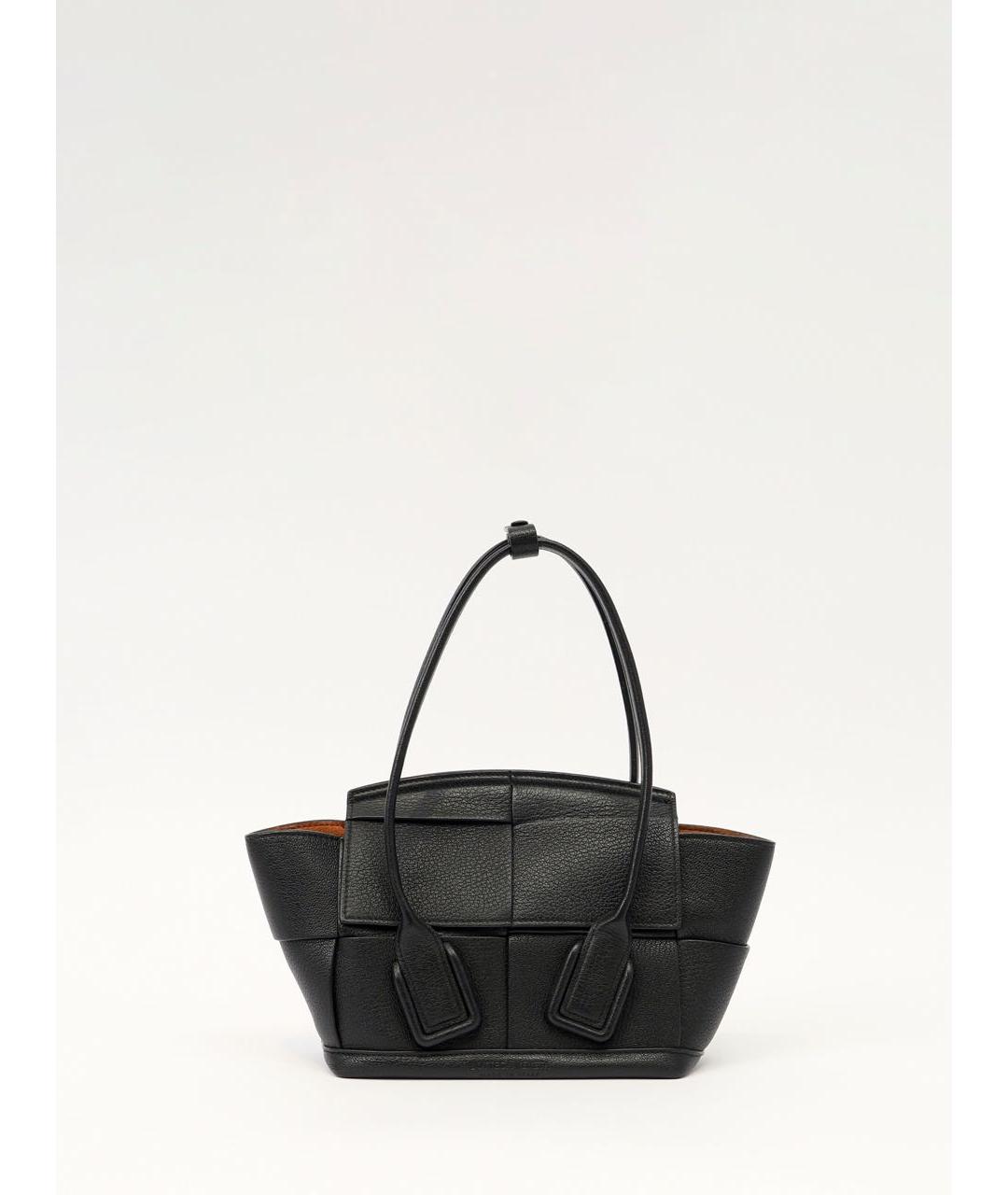 BOTTEGA VENETA Черная кожаная сумка с короткими ручками, фото 9