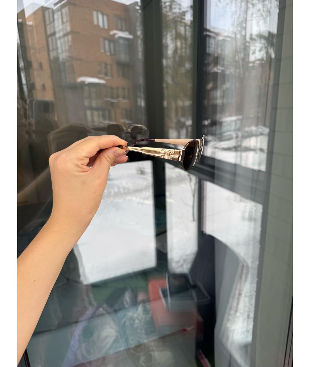 CELINE Коричневые металлические солнцезащитные очки, фото 3