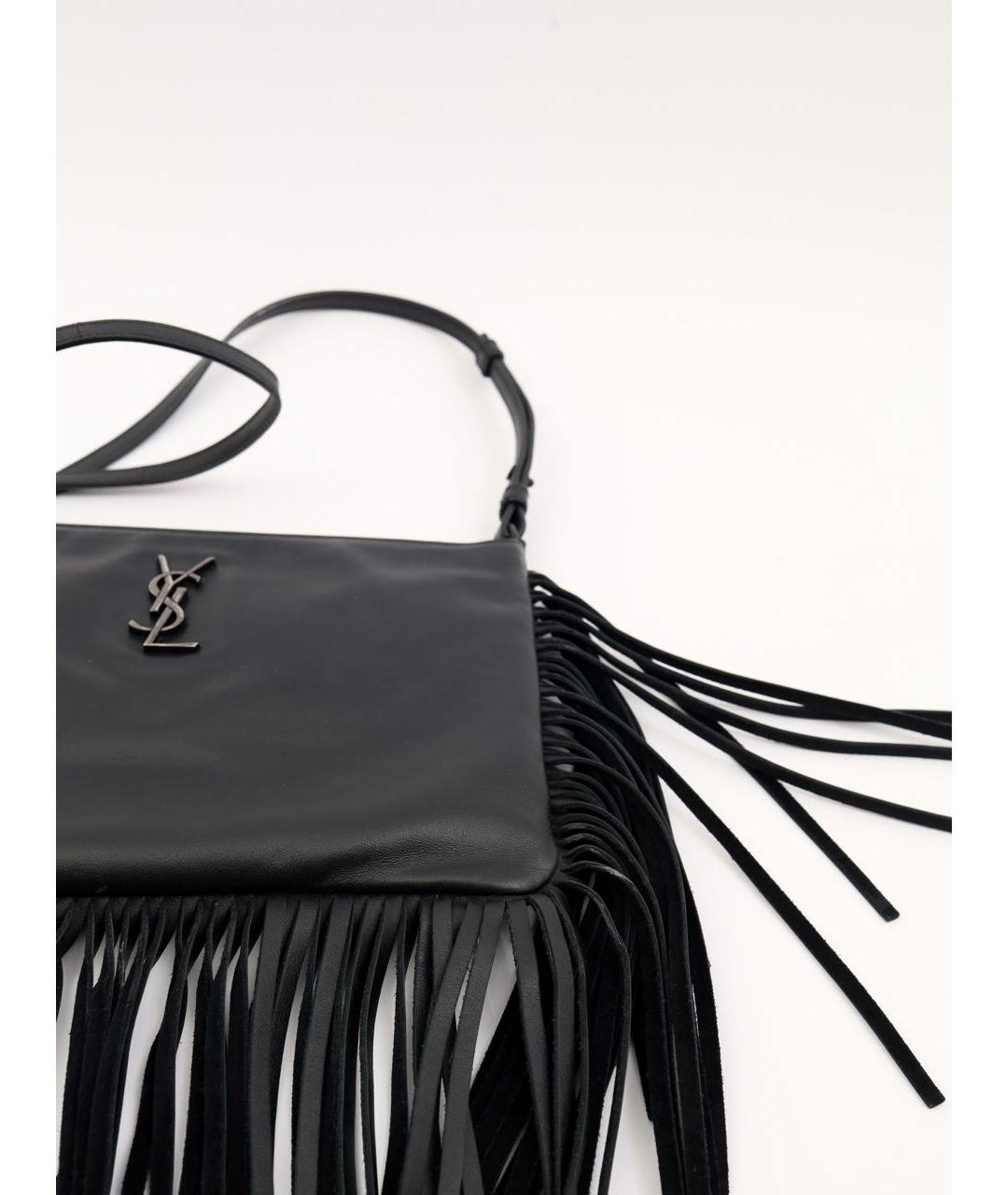 SAINT LAURENT Черная кожаная сумка через плечо, фото 7