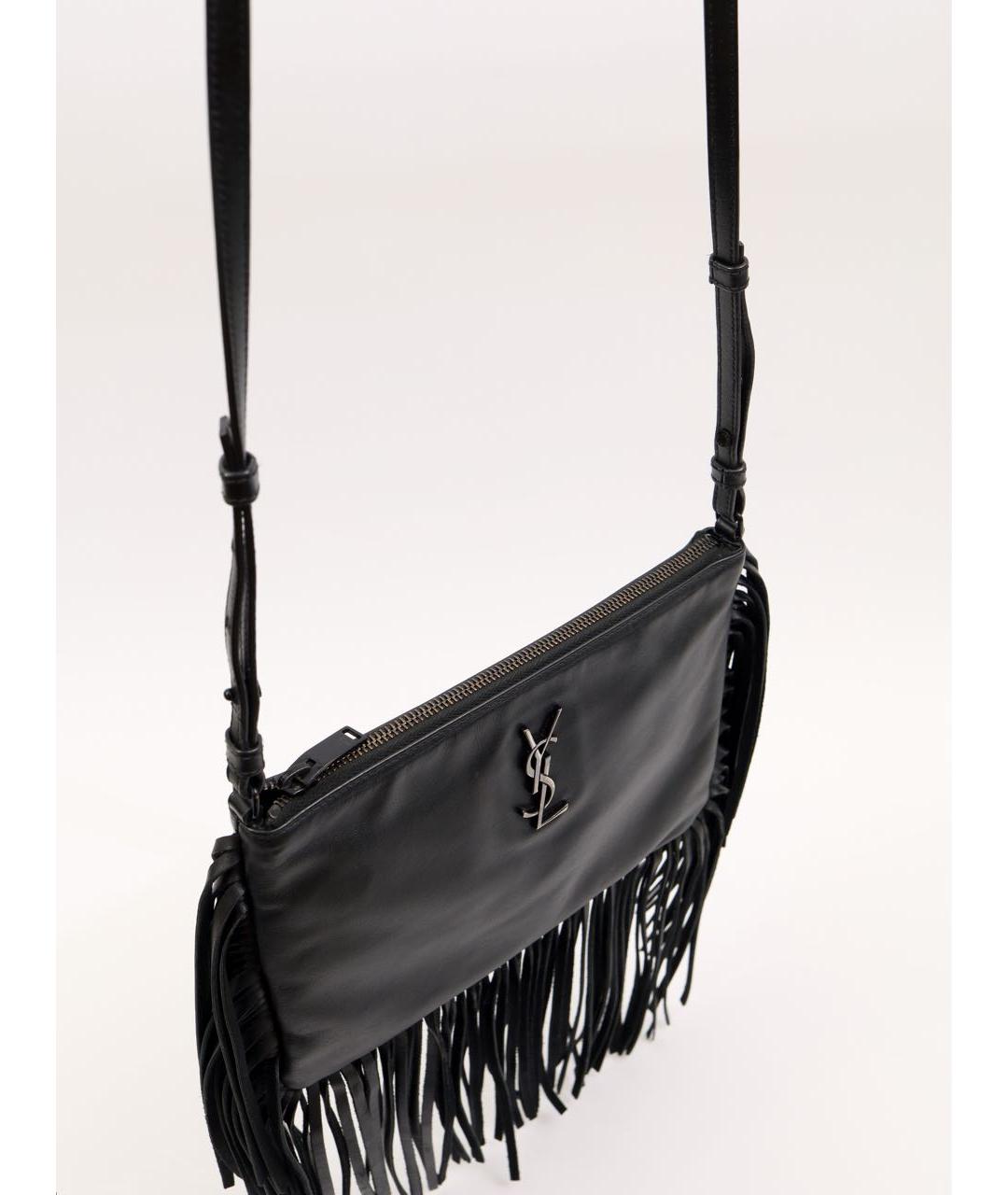SAINT LAURENT Черная кожаная сумка через плечо, фото 4