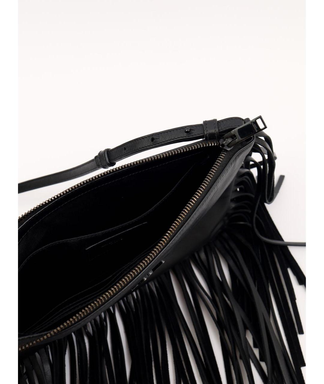 SAINT LAURENT Черная кожаная сумка через плечо, фото 8