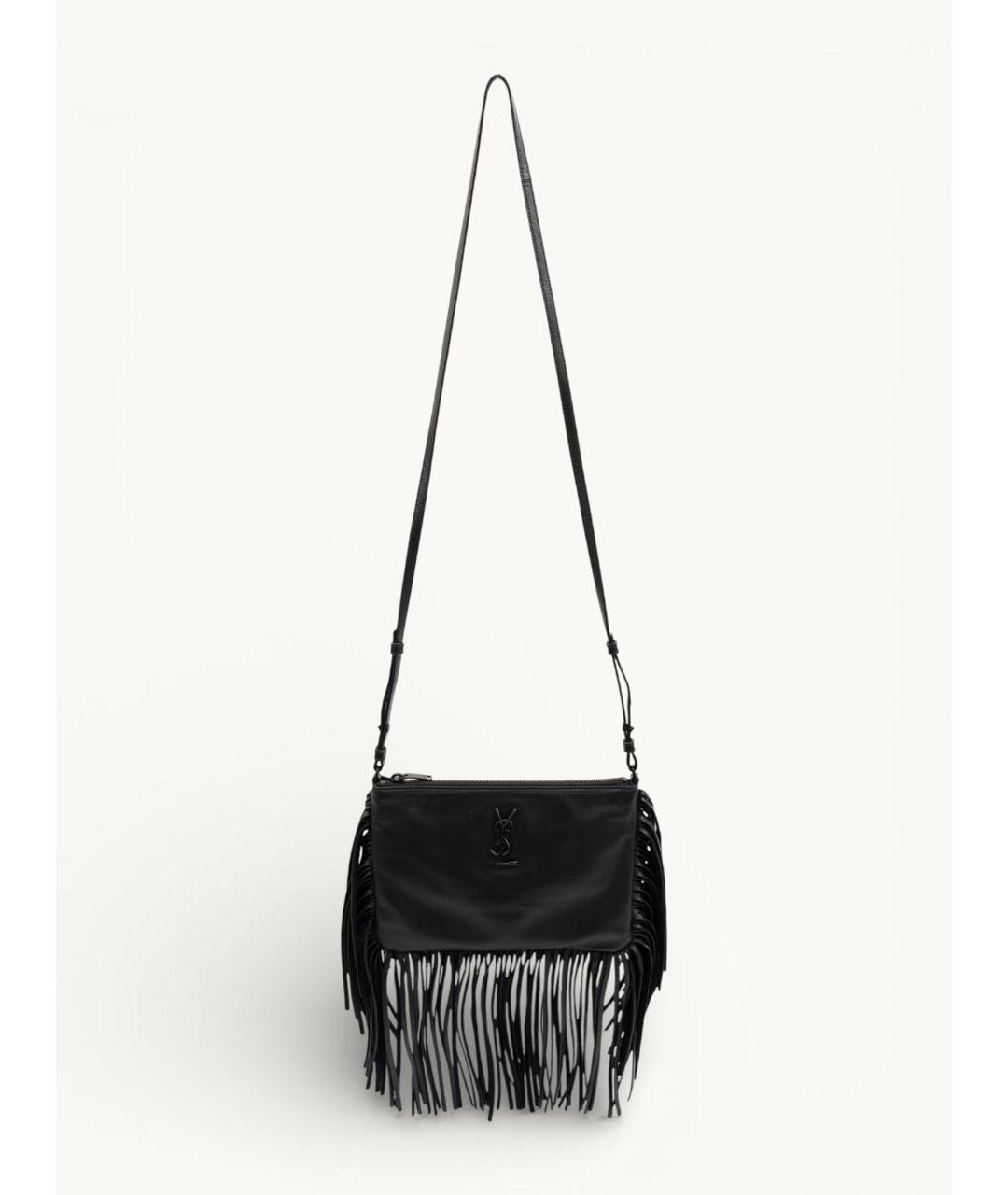 SAINT LAURENT Черная кожаная сумка через плечо, фото 9