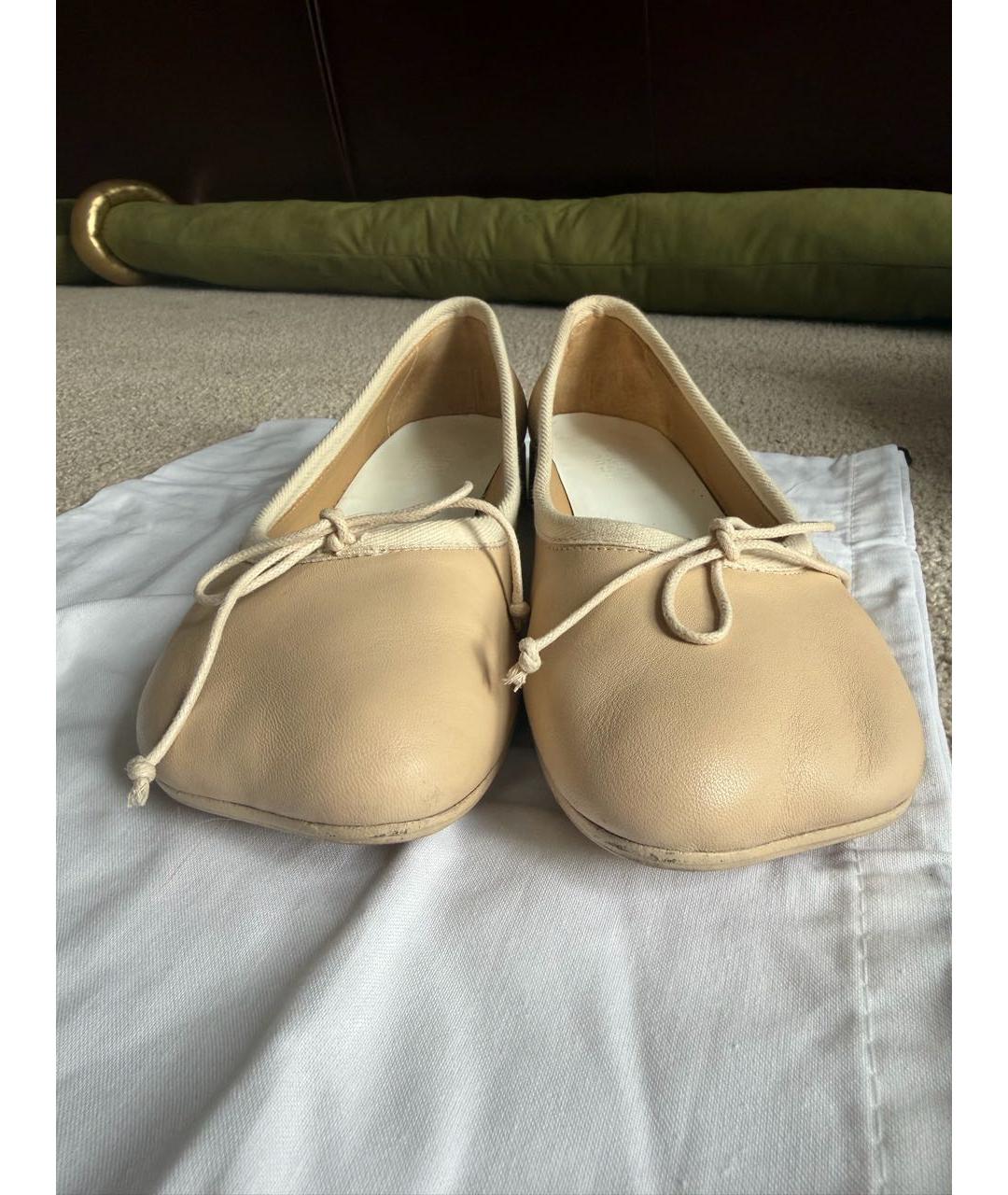 MM6 MAISON MARGIELA Бежевые кожаные балетки, фото 4