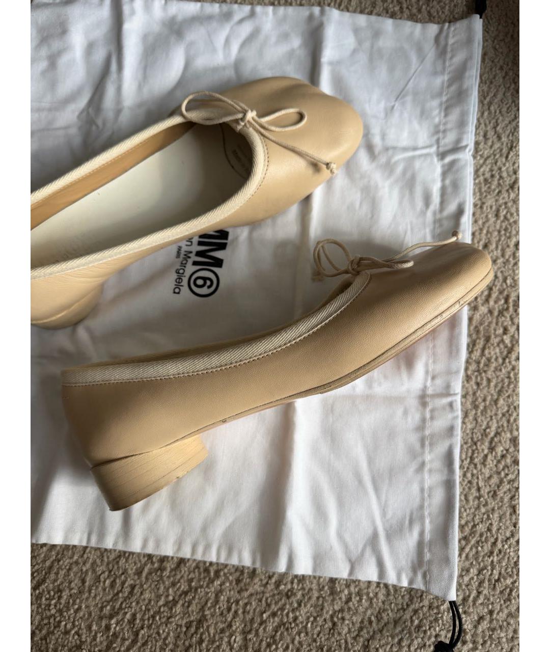 MM6 MAISON MARGIELA Бежевые кожаные балетки, фото 8