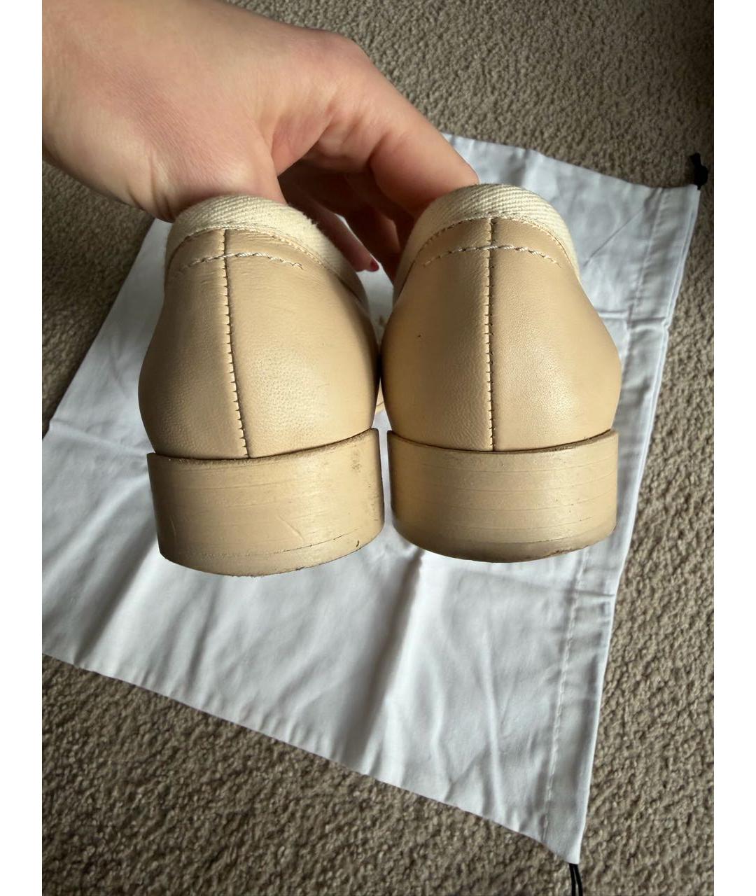 MM6 MAISON MARGIELA Бежевые кожаные балетки, фото 5