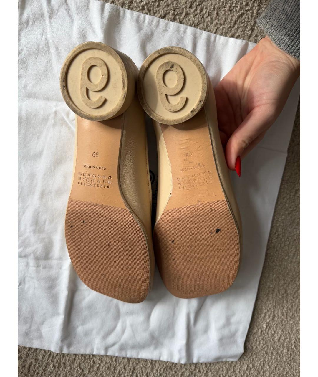 MM6 MAISON MARGIELA Бежевые кожаные балетки, фото 6