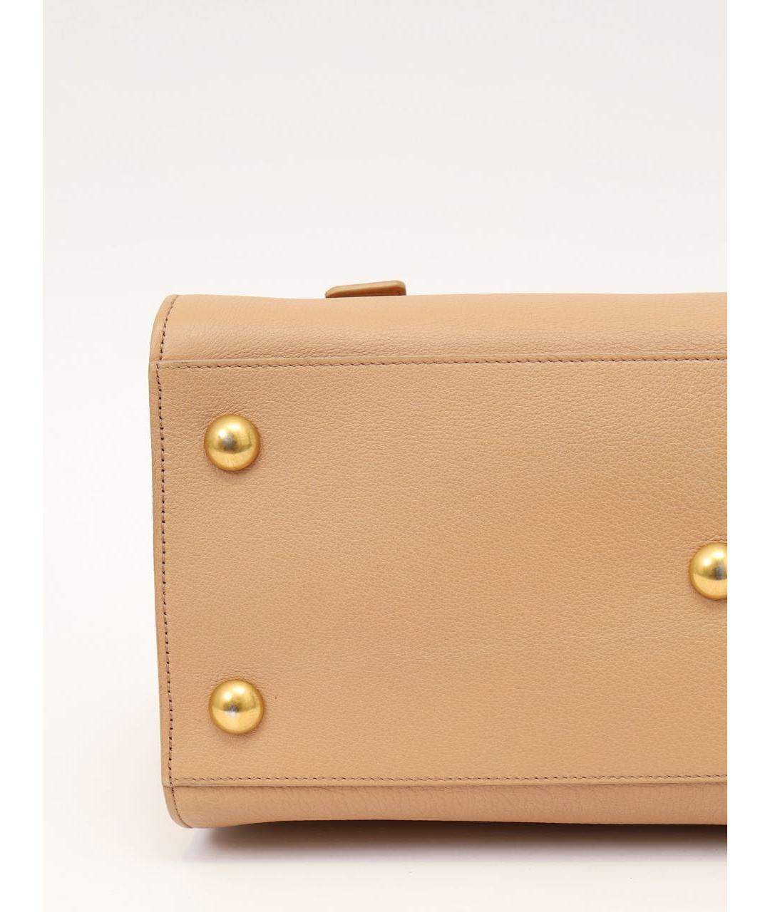 SAINT LAURENT Бежевая кожаная сумка через плечо, фото 8