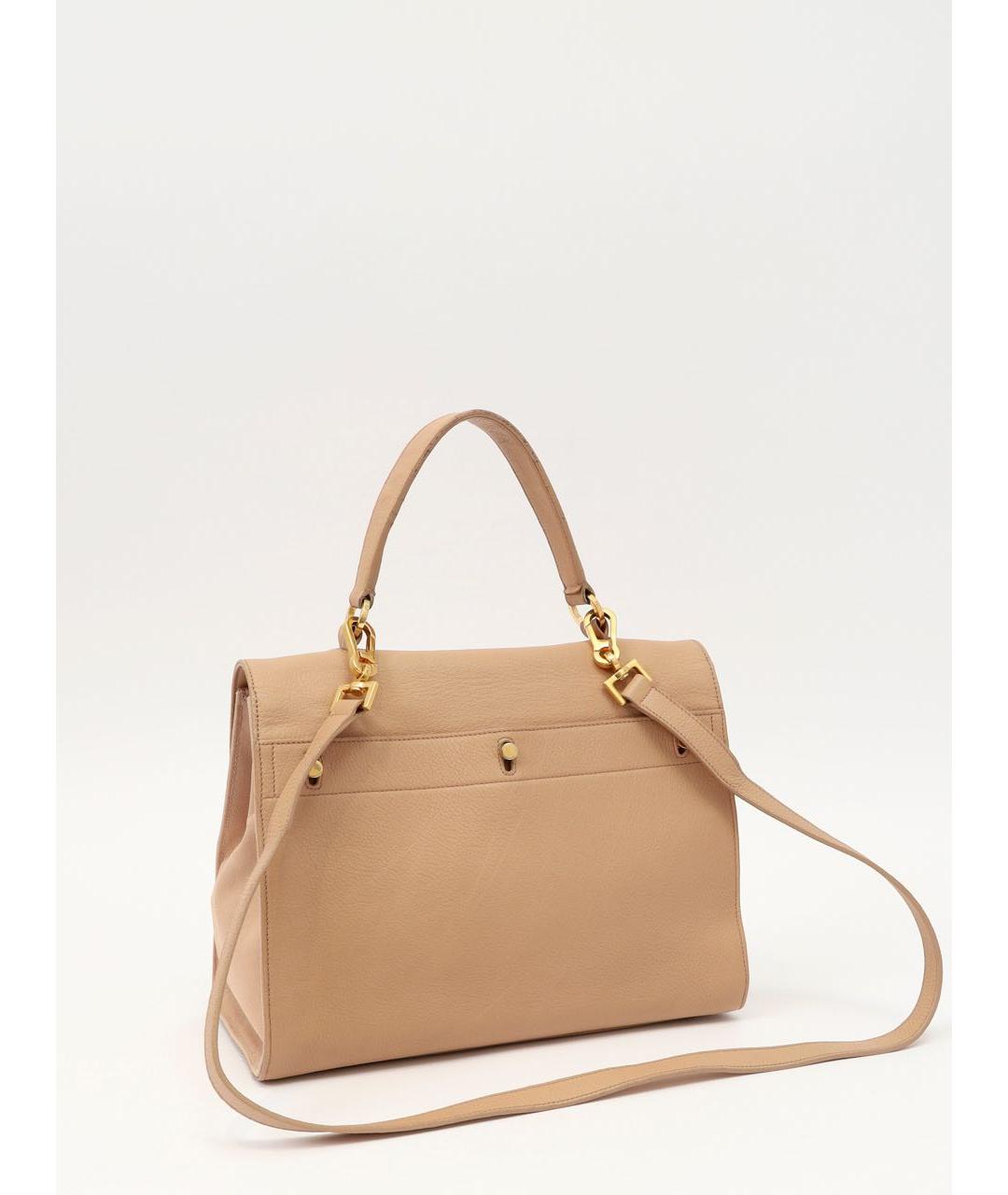 SAINT LAURENT Бежевая кожаная сумка через плечо, фото 3