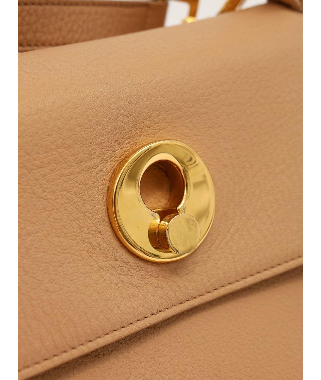 SAINT LAURENT Бежевая кожаная сумка через плечо, фото 4