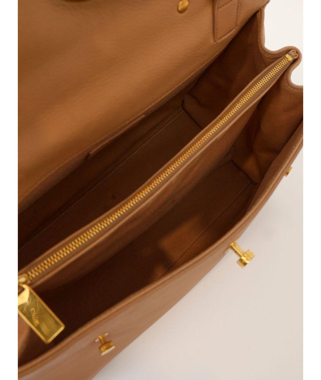 SAINT LAURENT Бежевая кожаная сумка через плечо, фото 6