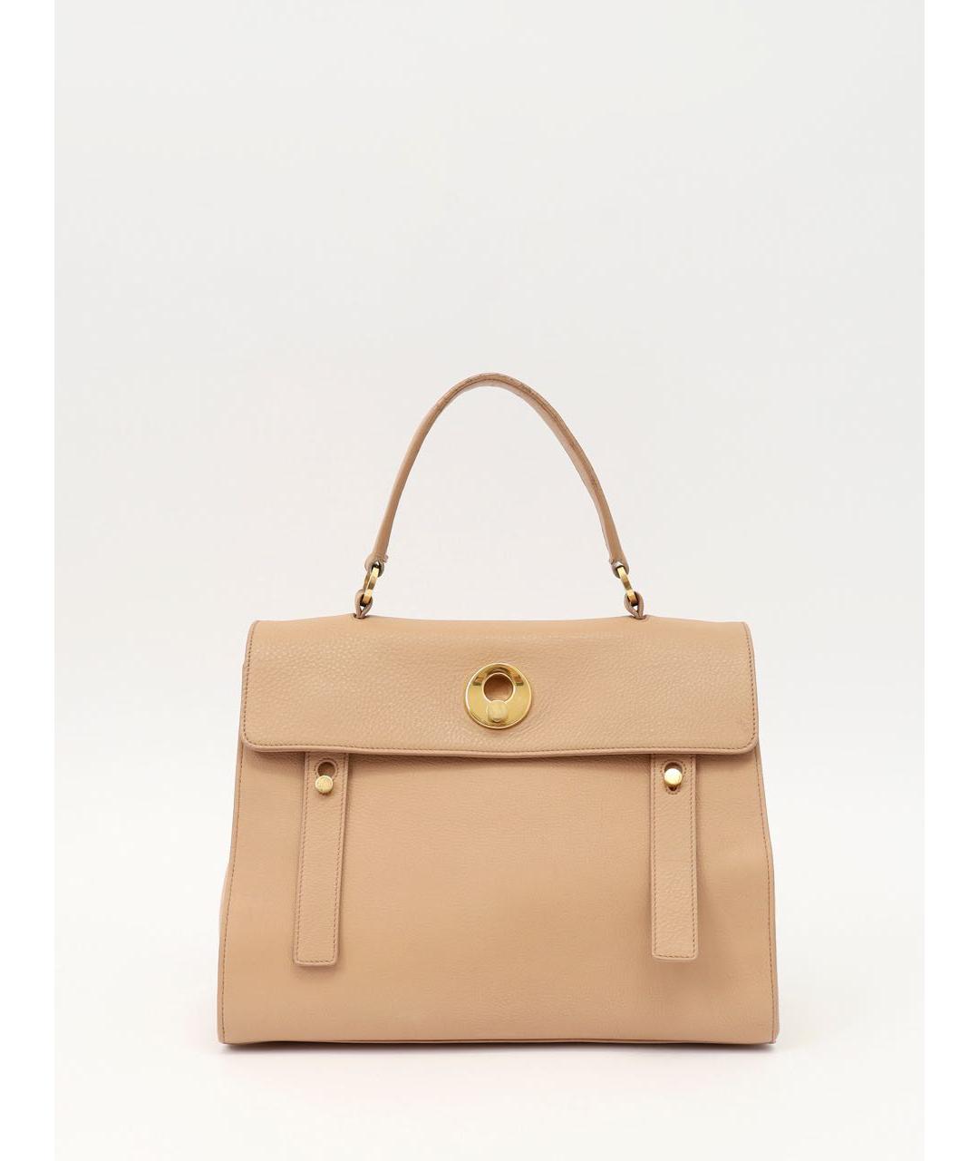 SAINT LAURENT Бежевая кожаная сумка через плечо, фото 9