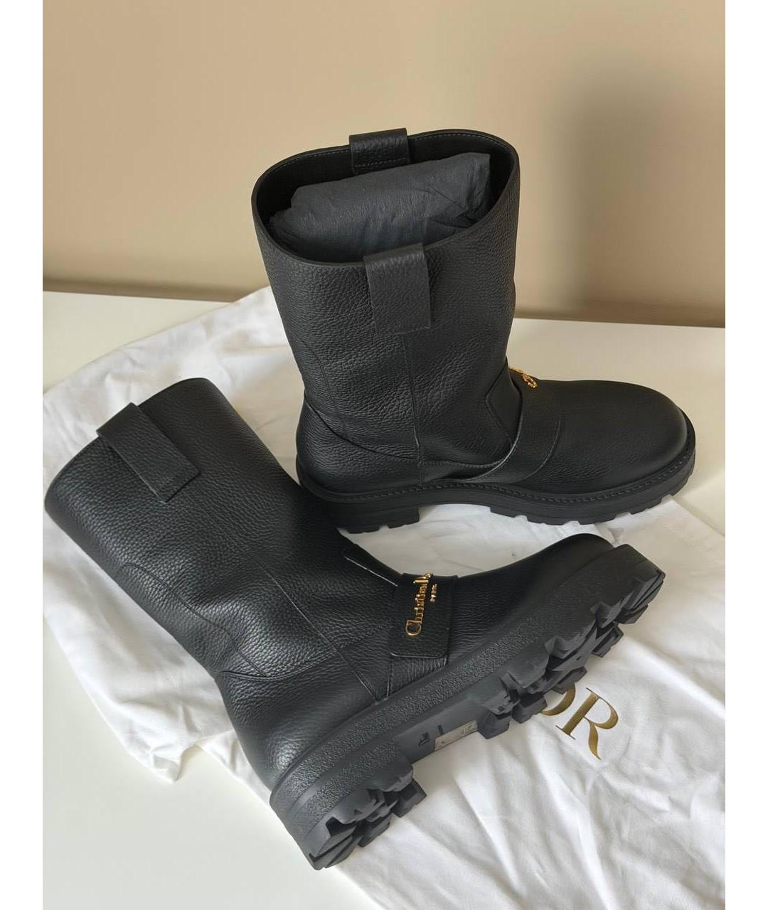 CHRISTIAN DIOR Черные кожаные сапоги, фото 5