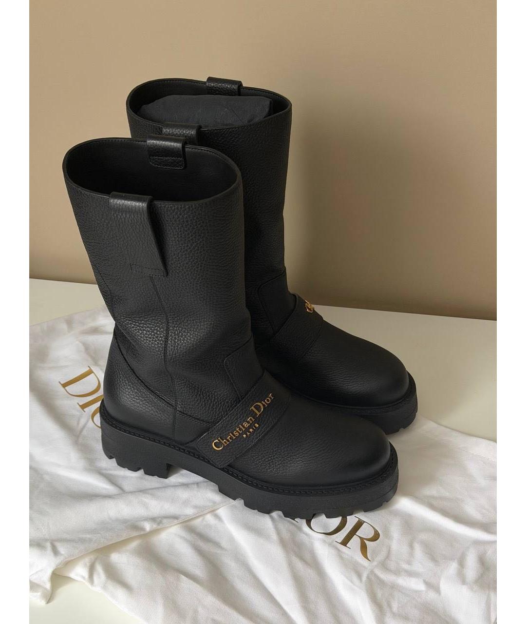 CHRISTIAN DIOR Черные кожаные сапоги, фото 2